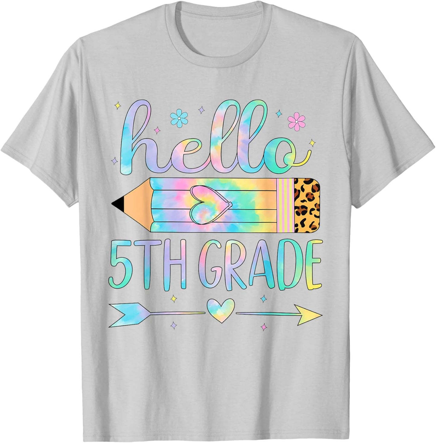 Tie Dye 5th Grade Back To School Hello Fifth Grade Teacher T-Shirt - T-Shirt | Ash