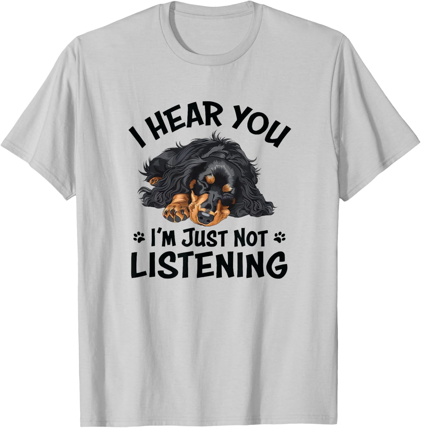 Hear You Not Listening Black Long Haired Dachshund Lover T-Shirt - T-Shirt | Ash