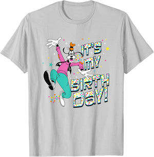 Disney Mickey And Friends It's My Birthday Goofy Logo T-Shirt - T-Shirt | Ash