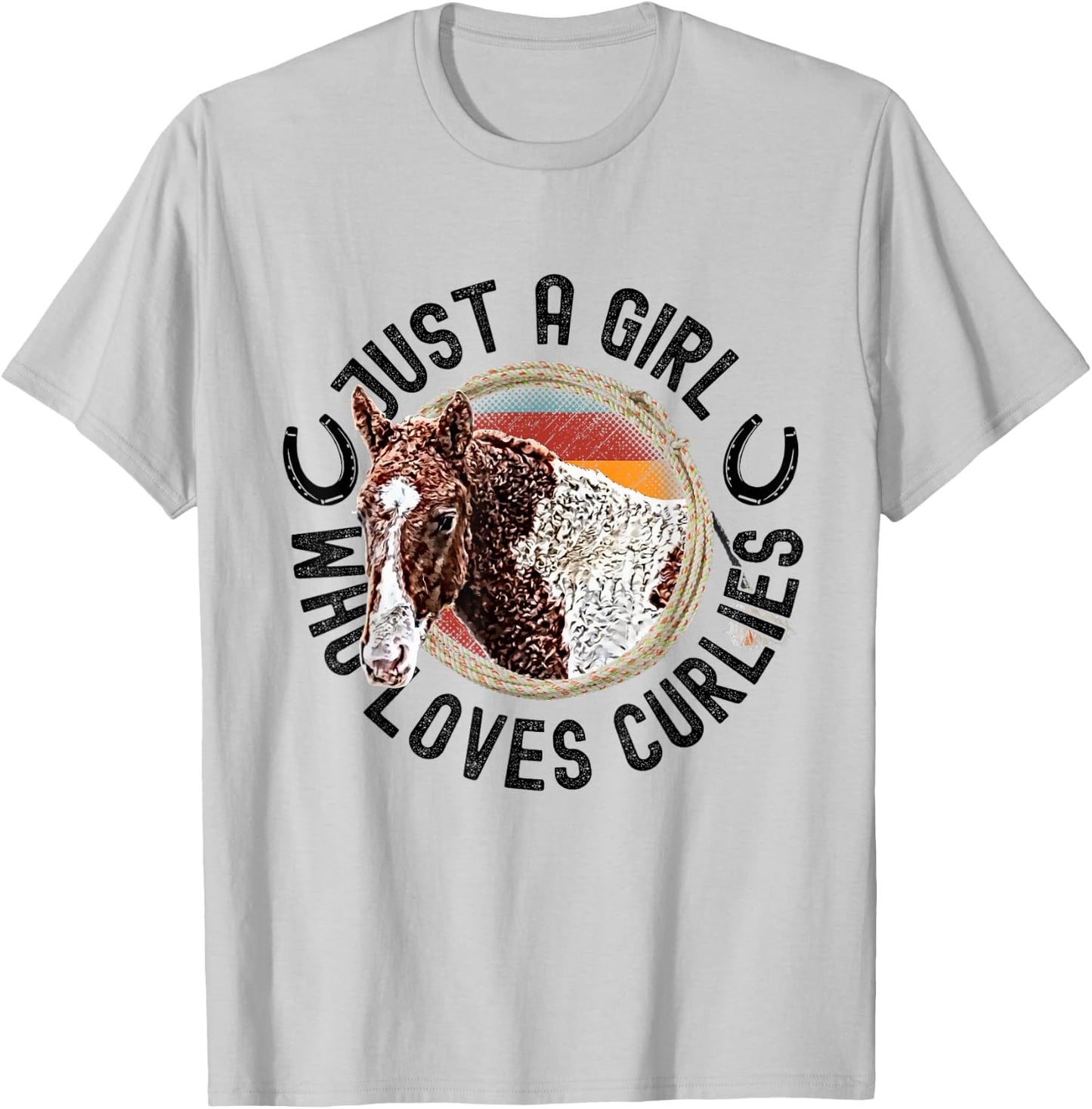 Just A Girl Who Loves Curlies Curly Horses Ponies Pony T-Shirt - T-Shirt | Ash
