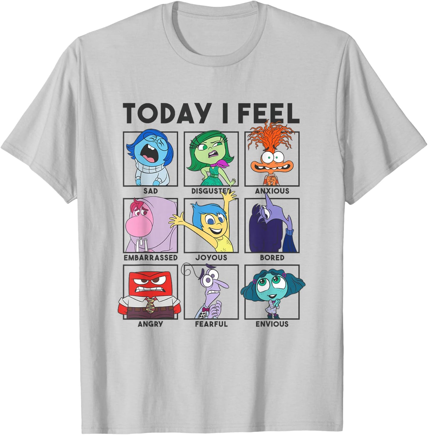 Disney Pixar Inside Out 2 Today I Feel... Emotions Panels T-Shirt - T-Shirt | Ash