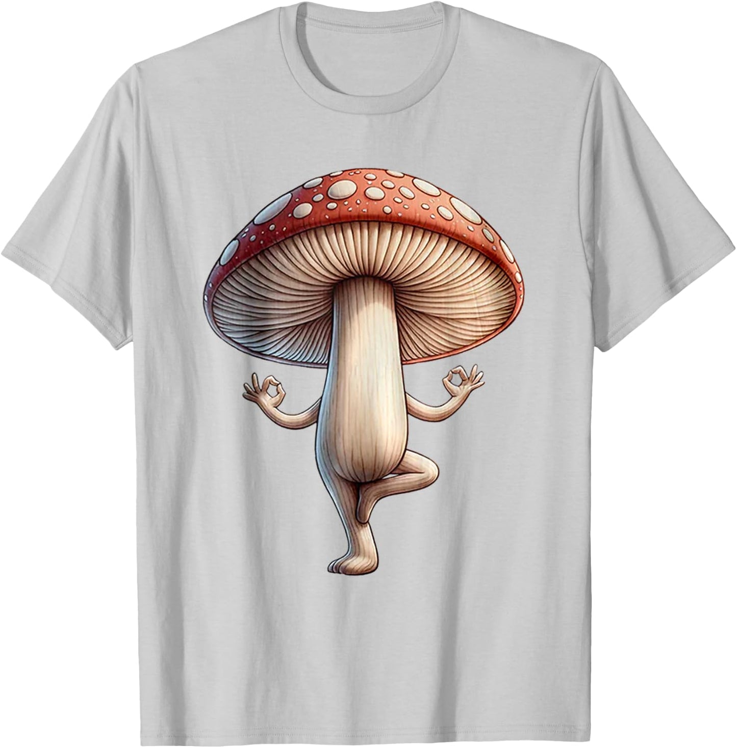Funny Yoga Mushroom T-Shirt - T-Shirt | Ash