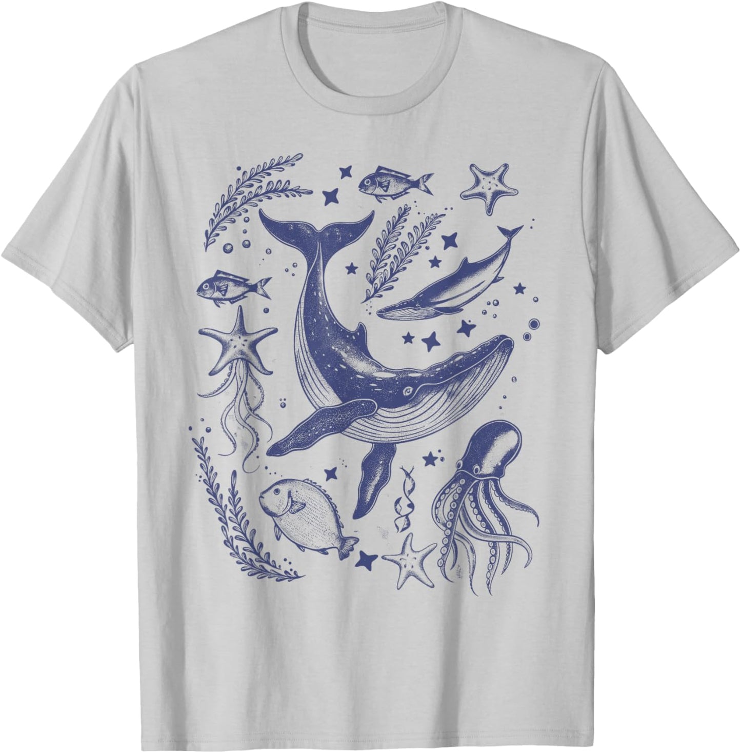 Ocean Marine Life Collection Sea Life lover Graphic T-Shirt - T-Shirt | Ash