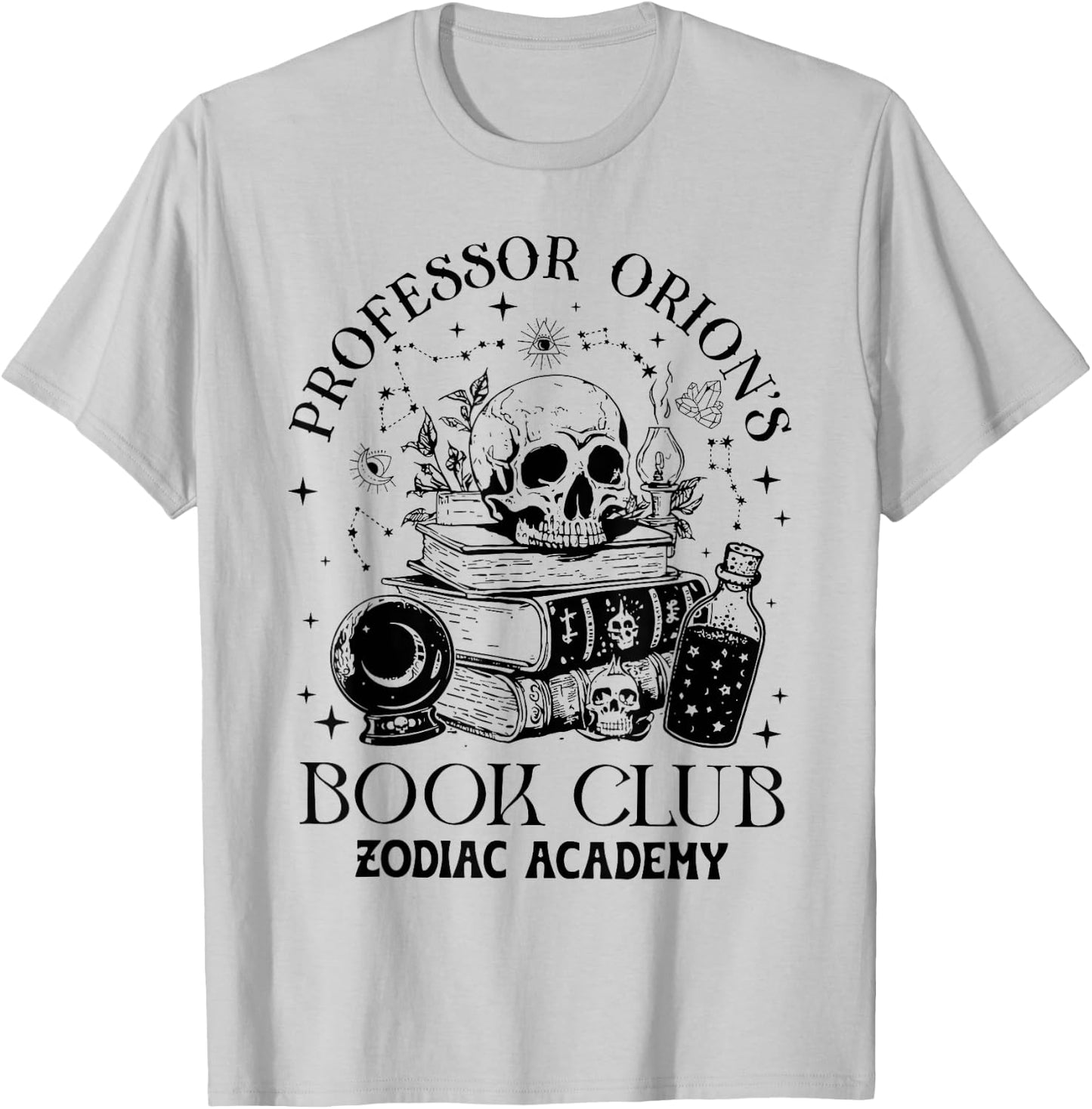 Professor Orions Book Club Halloween Skull Book Lover T-Shirt - T-Shirt | Ash