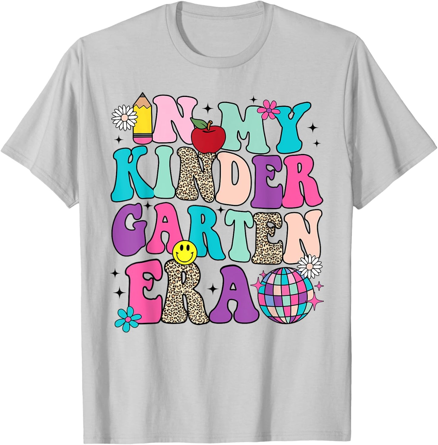 In My Kindergarten Era Back To School Retro Groovy T-Shirt - T-Shirt | Ash