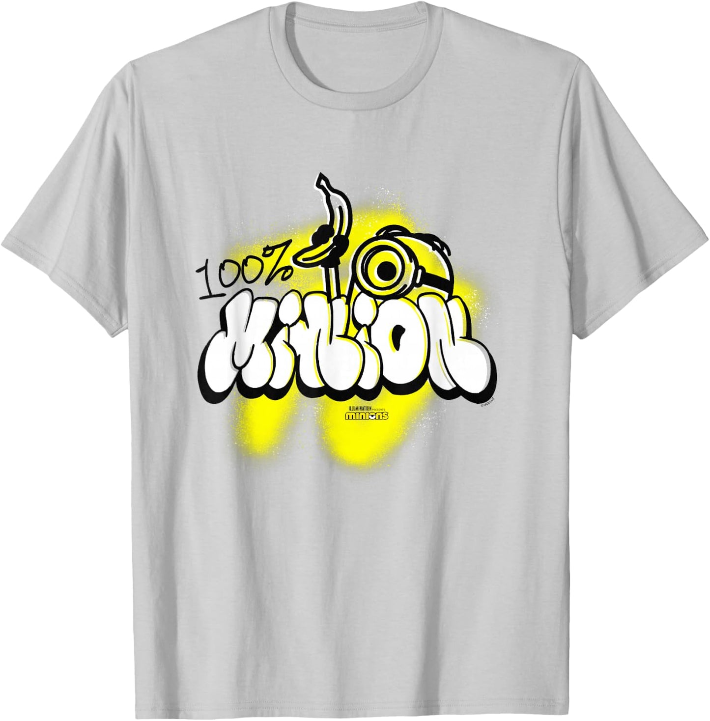 Minions 100% Minion Urban Style Banana Mural Vintage T-Shirt - T-Shirt | Ash