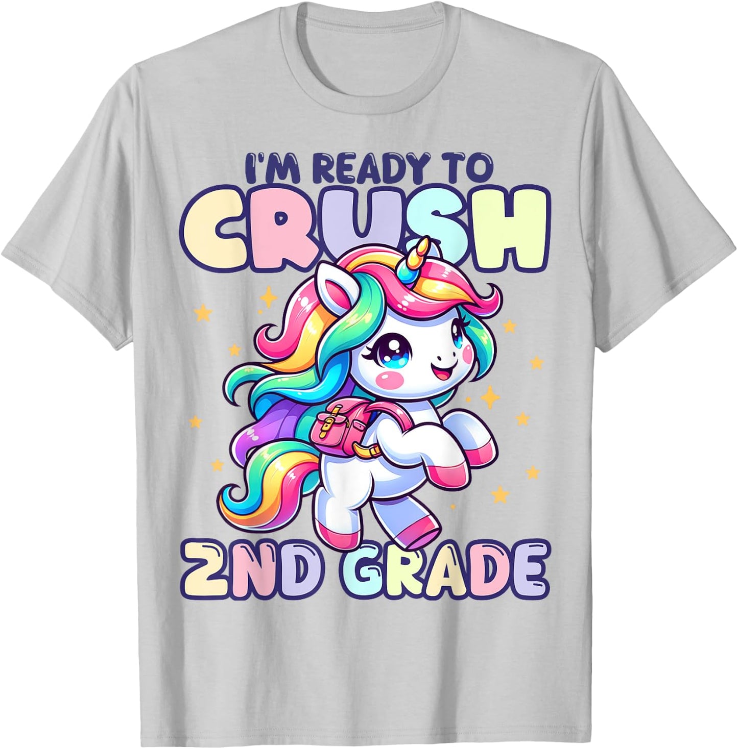 Crush 2nd Grade Girls Back to School Unicorn First Day Cute T-Shirt - T-Shirt | Ash