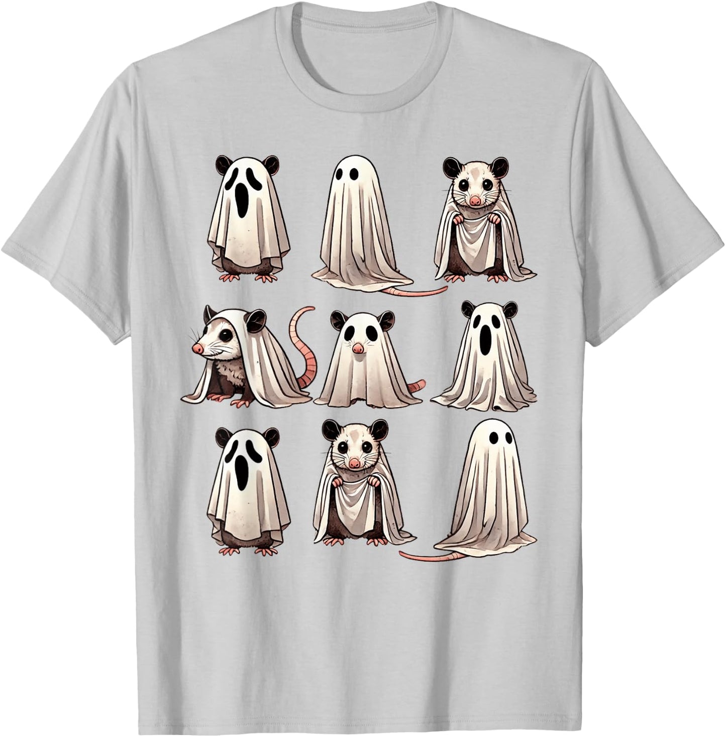 Cute Ghost Opossum Funny Halloween Outfit Costumes Opossum T-Shirt - T-Shirt | Ash