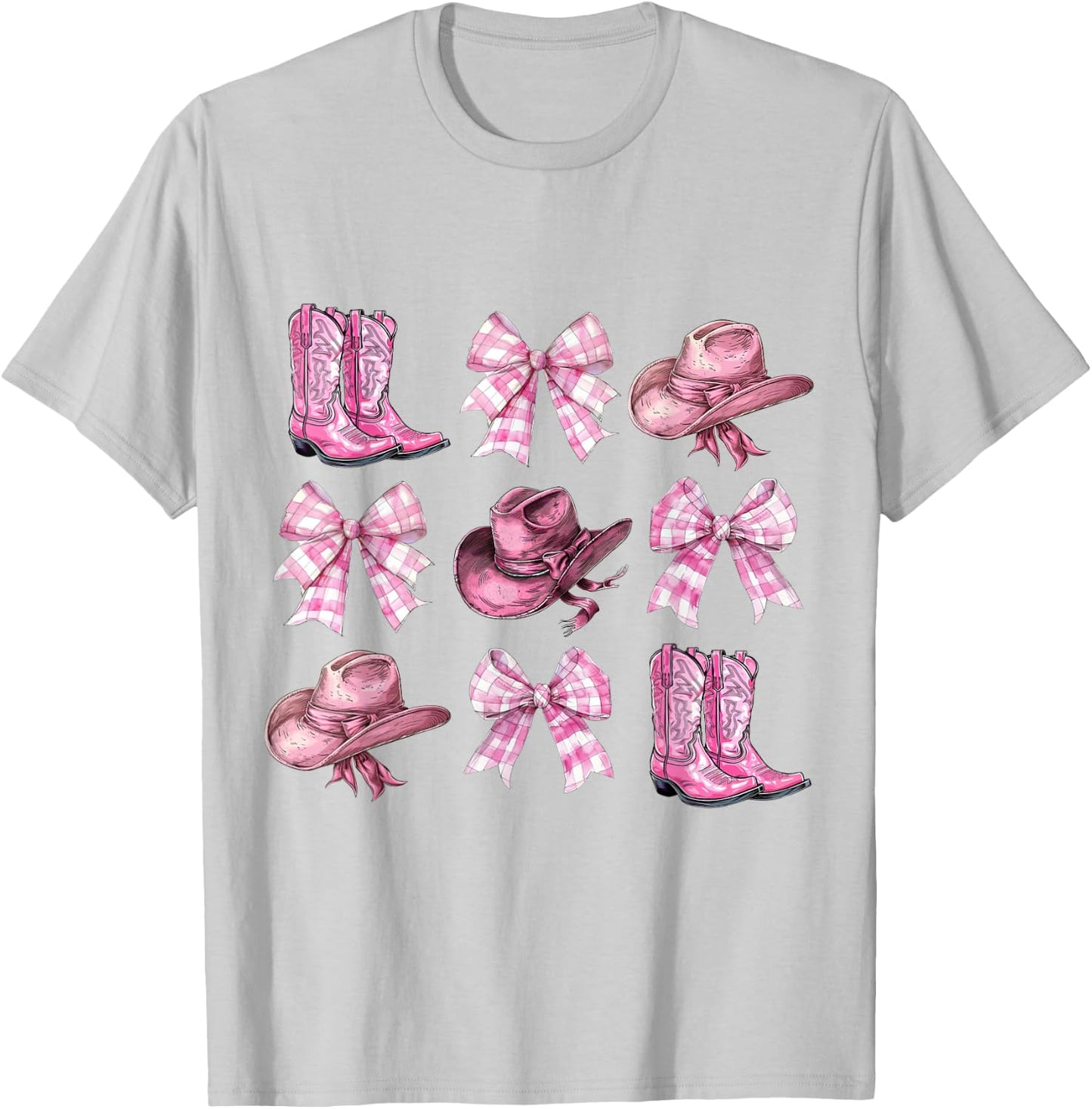 Cute Pink Coquette Bows Cowgirl Western Esthetics Women Girl T-Shirt - T-Shirt | Ash