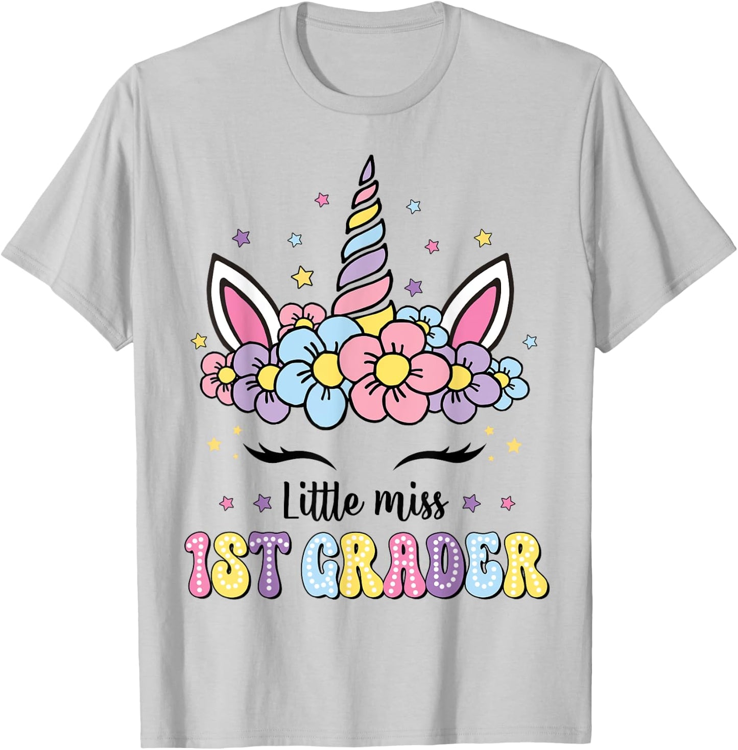 Little Miss 1st Grade Grader Hello First Day Of School Girls T-Shirt - T-Shirt | Ash