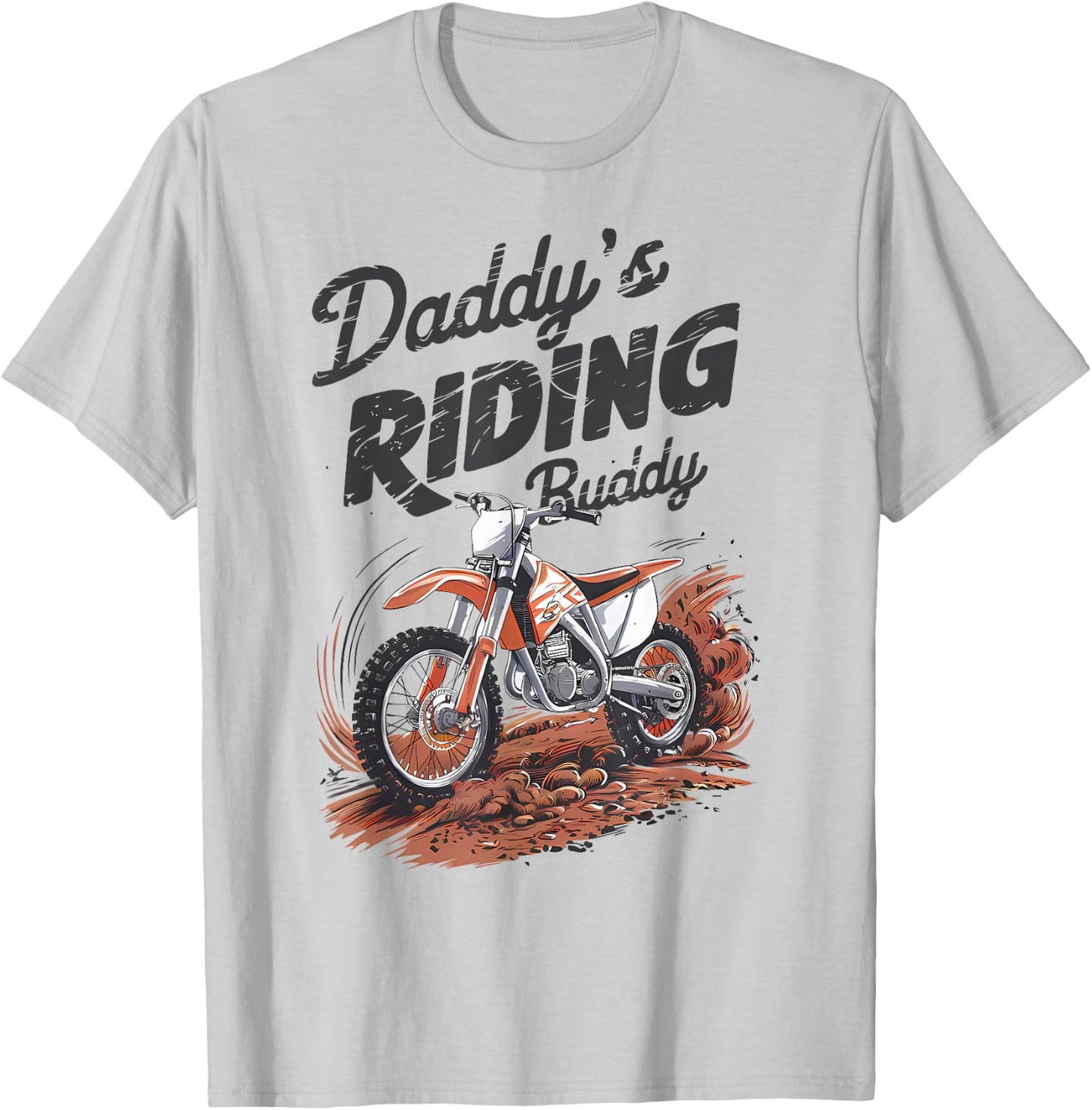 Daddy's Riding Buddy Retro Dirt Bike Dad And Me Boy Kids T-Shirt - T-Shirt | Ash