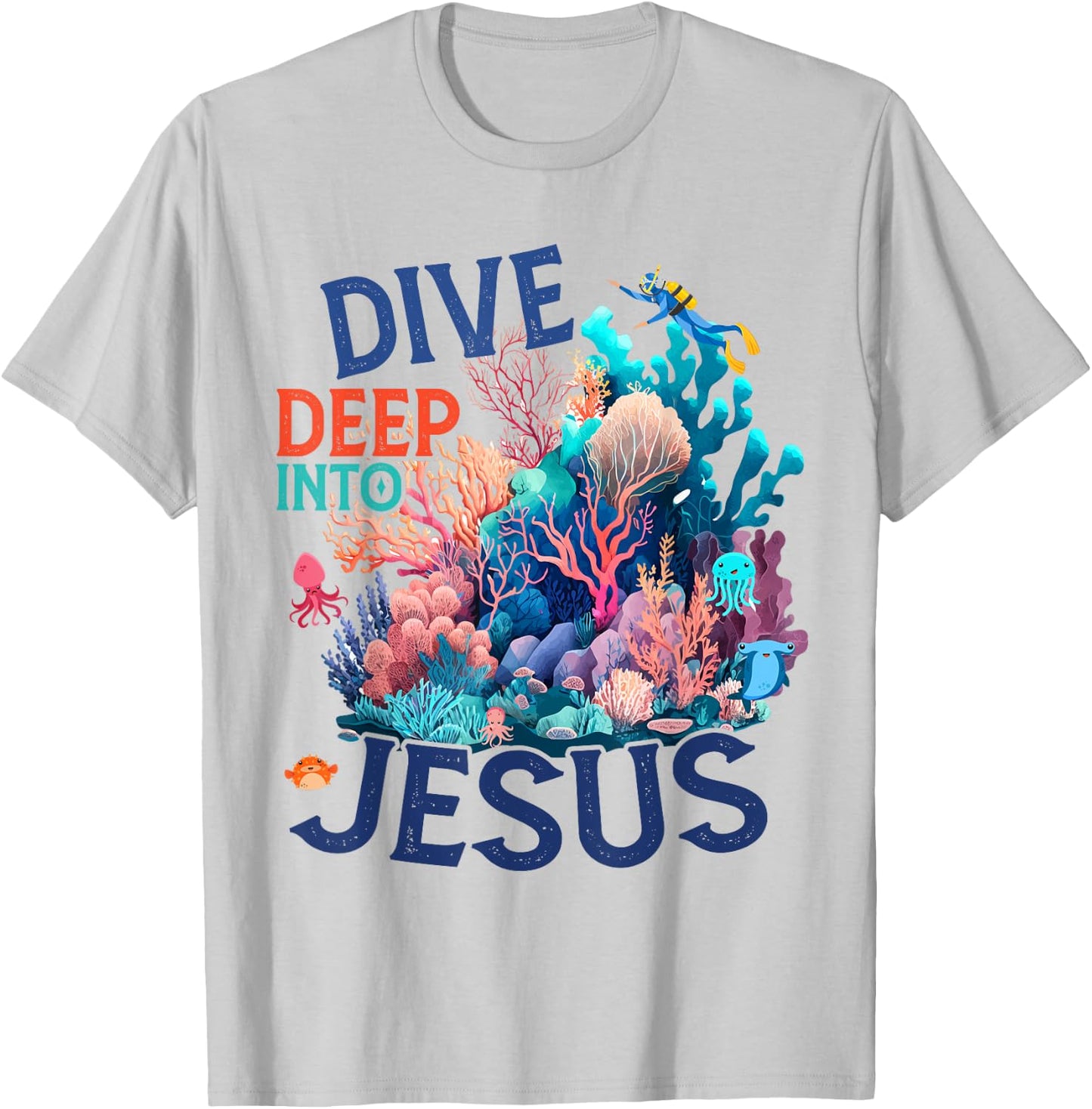 Dive Deep Into Jesus VBS 2024 Scuba Diving Underwater T-Shirt - T-Shirt | Ash