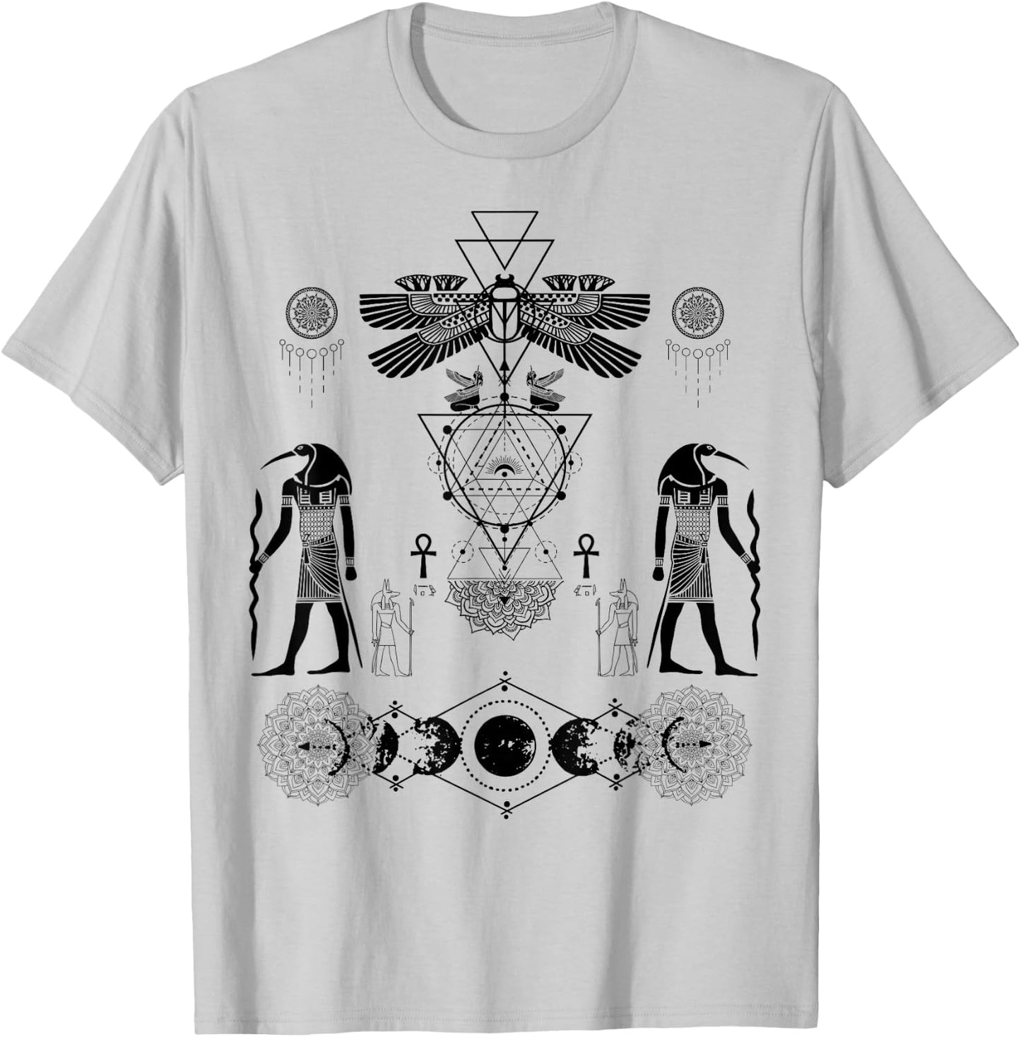 Ancient Kemetic Scarab Beetle Thoth Anubis Egyptian God Art T-Shirt - T-Shirt | Ash