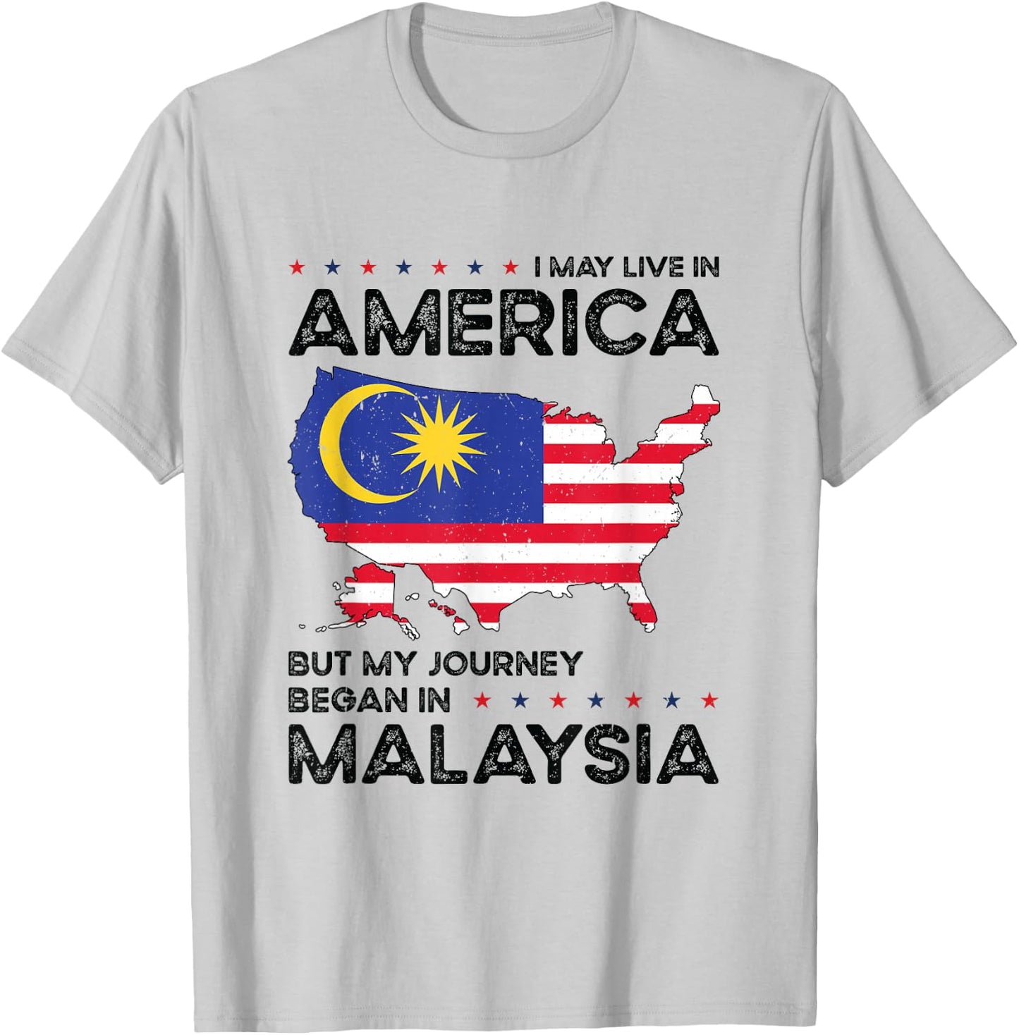 Malaysian American Patriot USA Grown Malaysia US Flag T-Shirt - T-Shirt | Ash