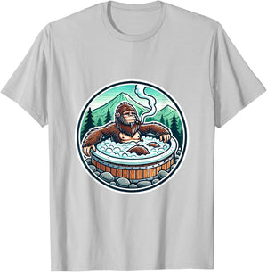 Unique Sasquatch Soaking Hot Tub Design Joke Humor T-Shirt - T-Shirt | Ash