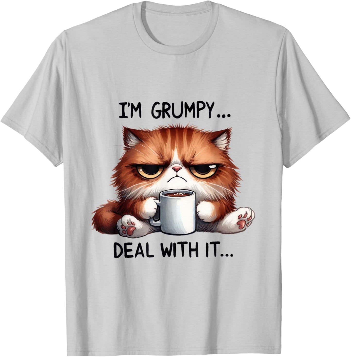 funny cat i'm grumpy deal with it Women Kids T-Shirt - T-Shirt | Ash