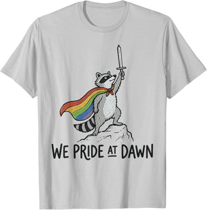 We Pride At Dawn Raccoon Funny LGBTQ Pride Month Ally LGBT T-Shirt - T-Shirt | Ash
