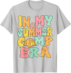 In My Summer Camp Era Retro Groovy Summer Camp Camping Funny T-Shirt - T-Shirt | Ash