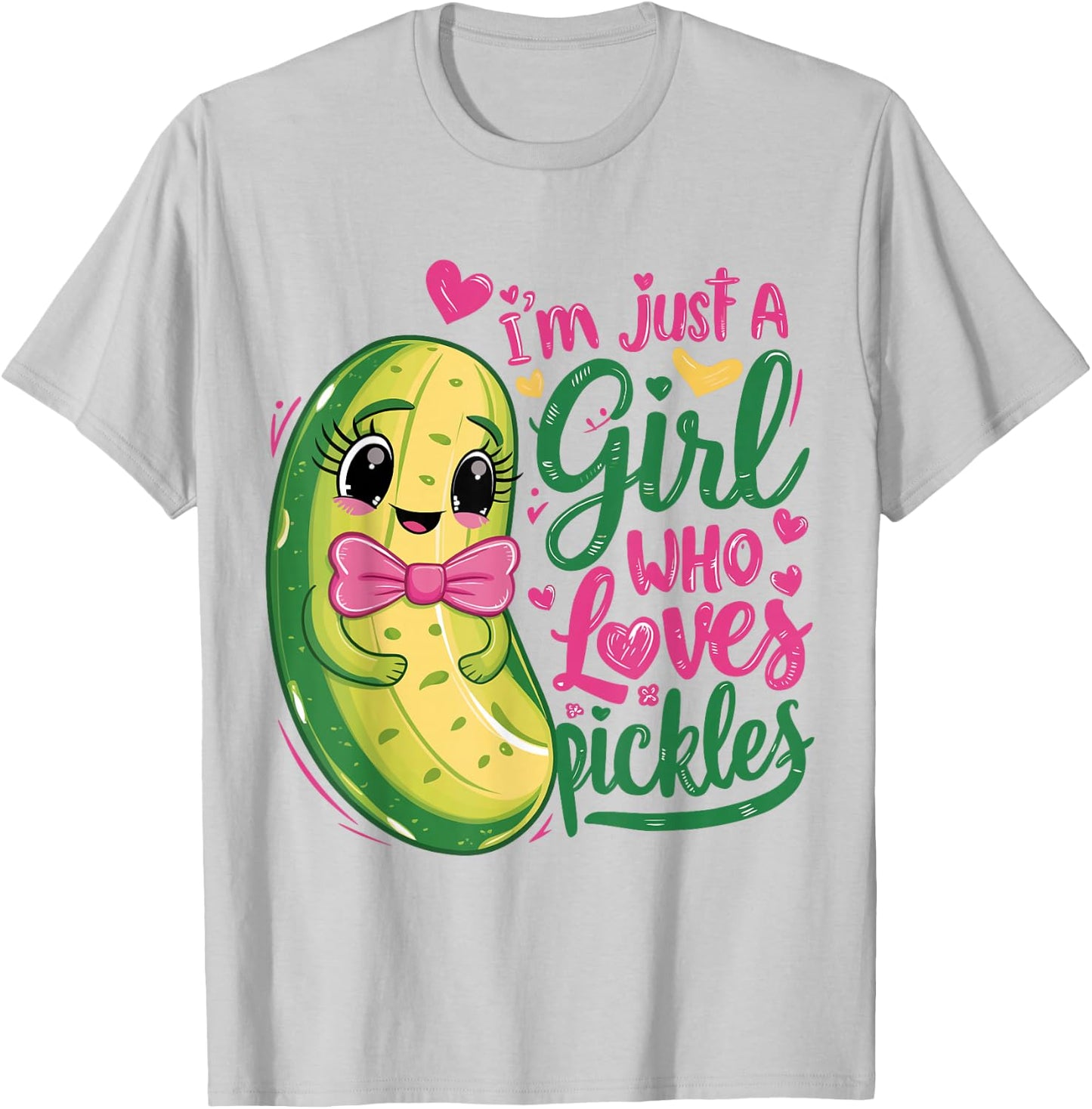 I'm Just a Girl Who Loves Pickles Cute Funny Pickle Lover T-Shirt - T-Shirt | Ash