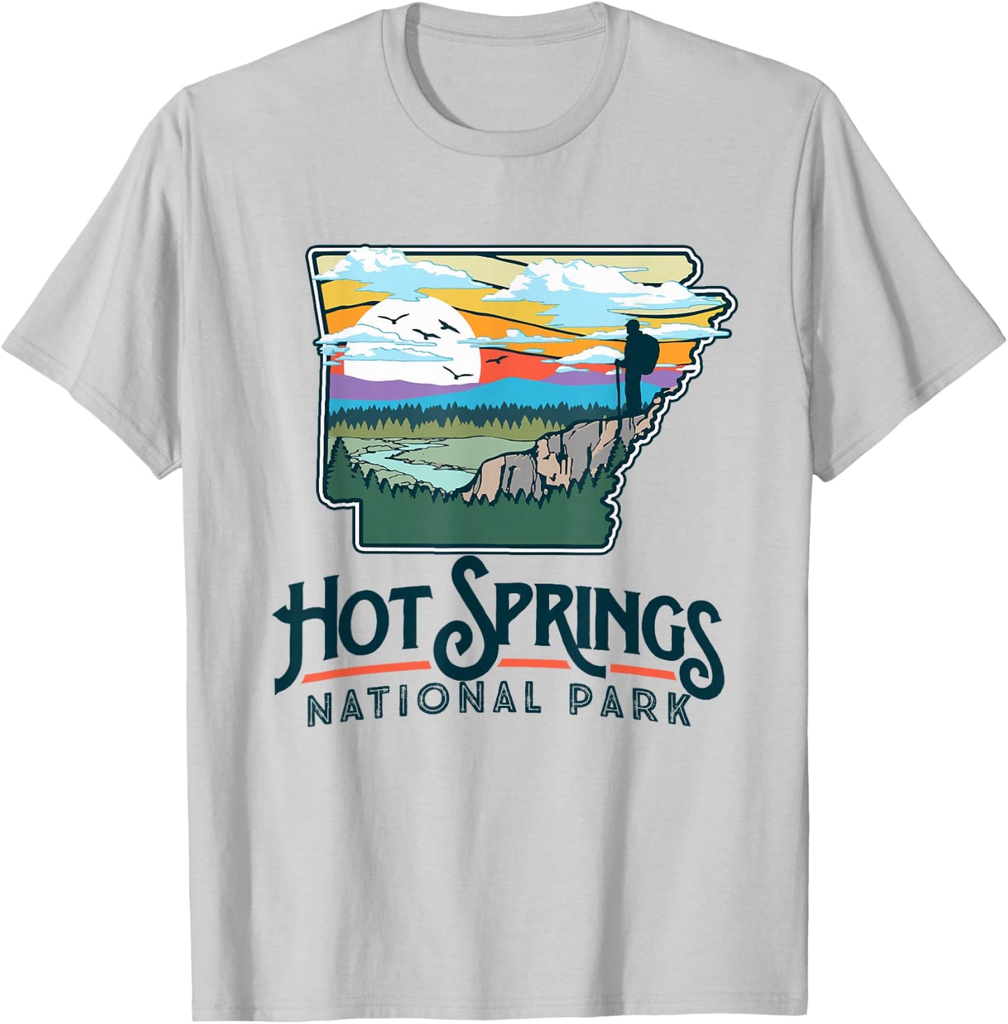 Hot Springs National Park Arkansas Nature Illustration T-Shirt - T-Shirt | Ash