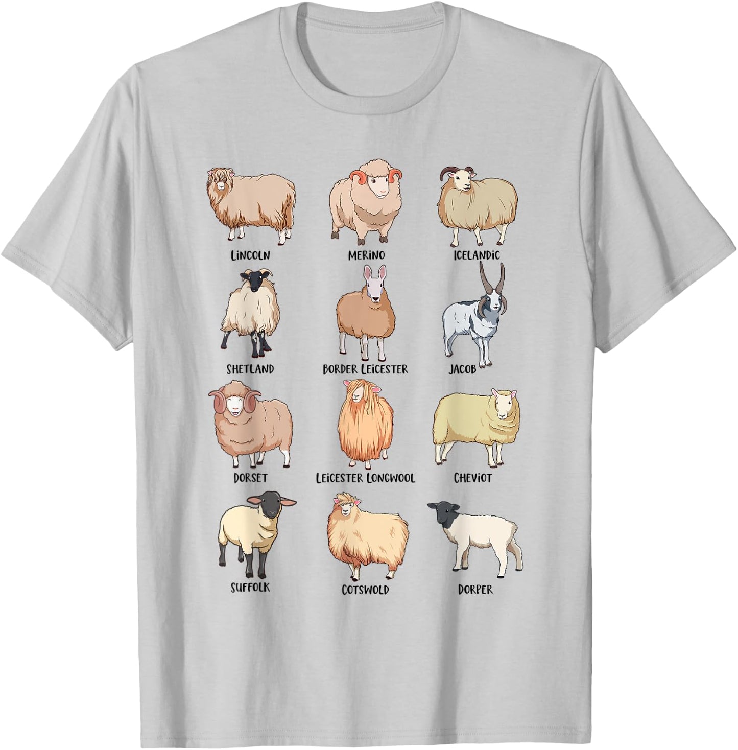 Sheep breeds - Sheep motif T-Shirt - T-Shirt | Ash