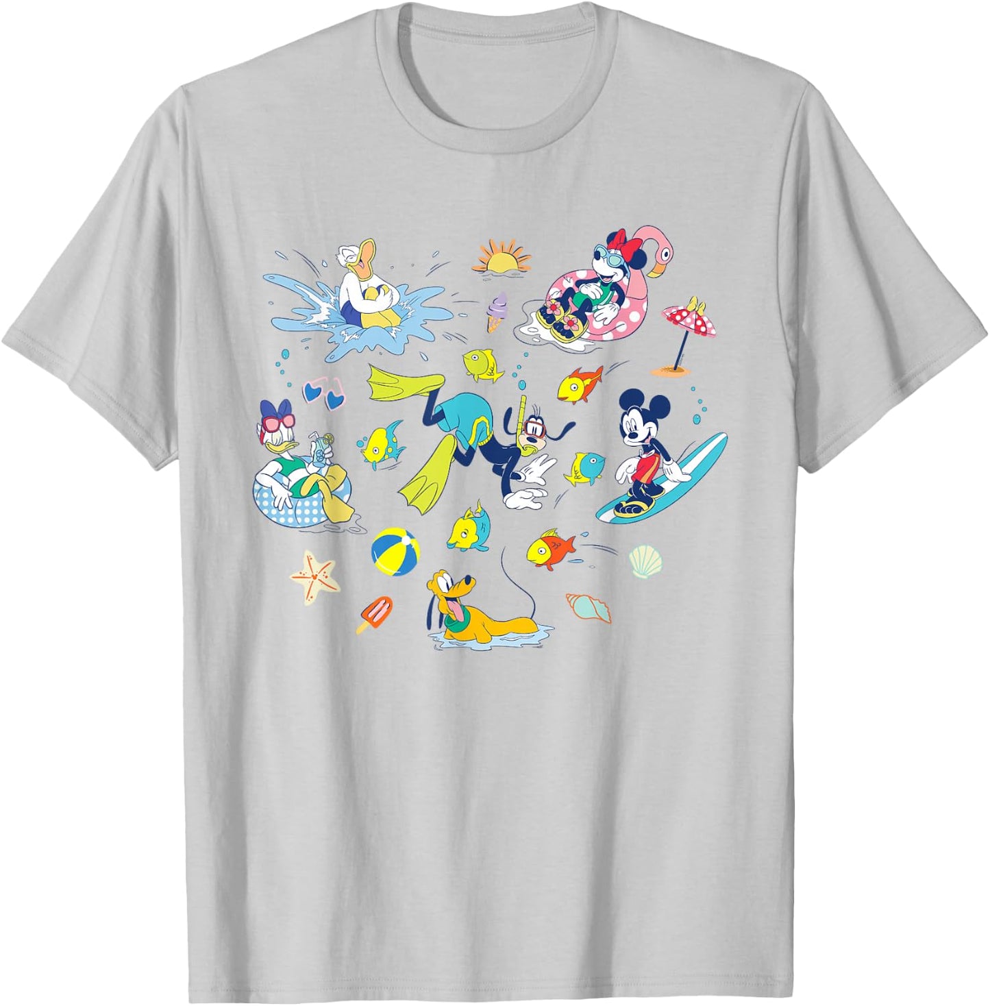 Disney Mickey & Friends Summer Beach Vacation Fun Coquette T-Shirt - T-Shirt | Ash