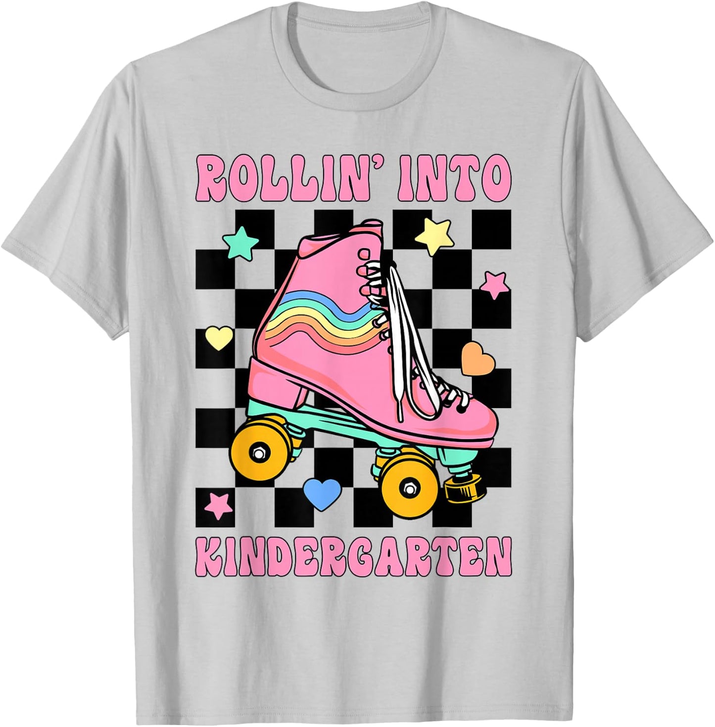 Rolling Into Kindergarten Roller Skating Girl Back To School T-Shirt - T-Shirt | Ash