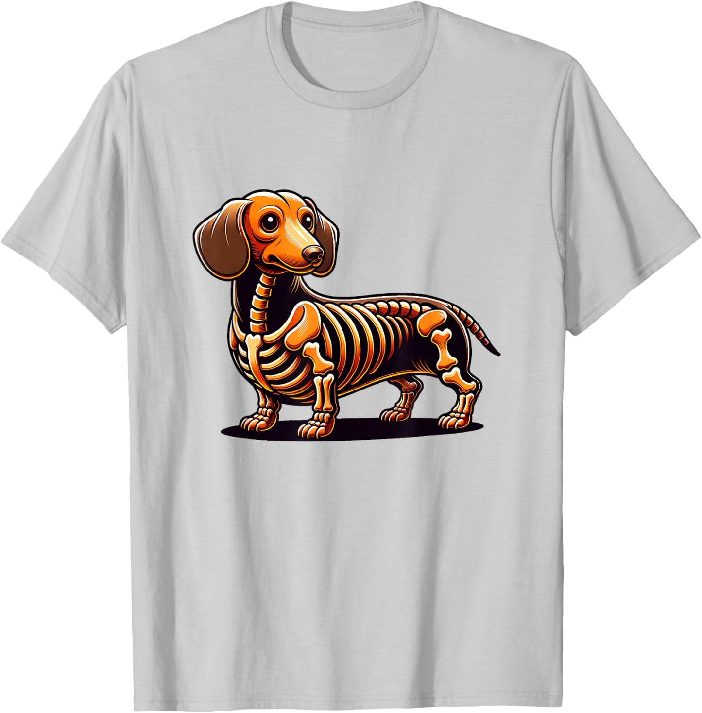 Cute Funny Skeleton Dachshund Wiener Dog Halloween T-Shirt - T-Shirt | Ash
