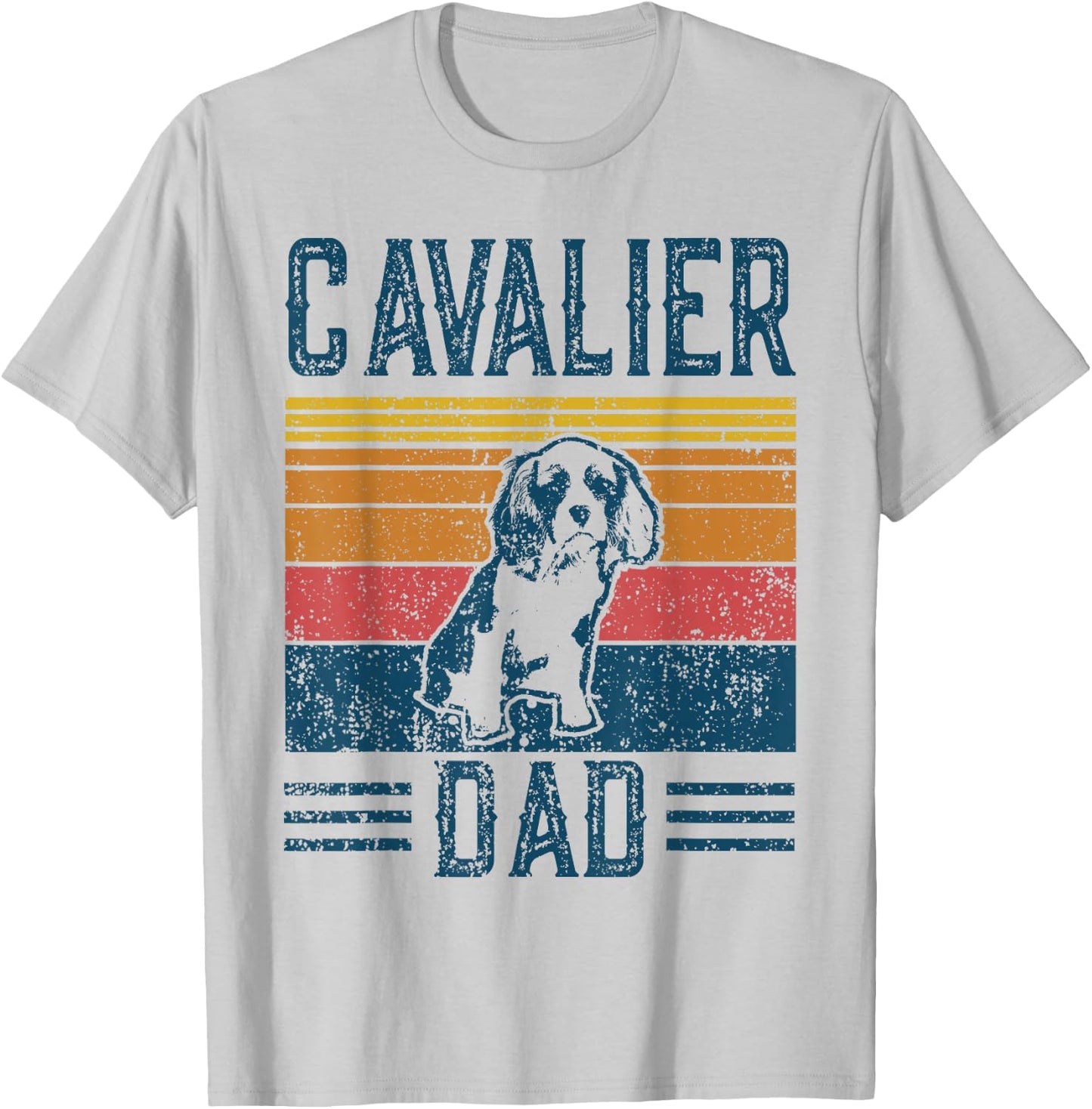 Dog | Cavalier King Charles Spaniel - Vintage Cavalier Dad T-Shirt - T-Shirt | Ash