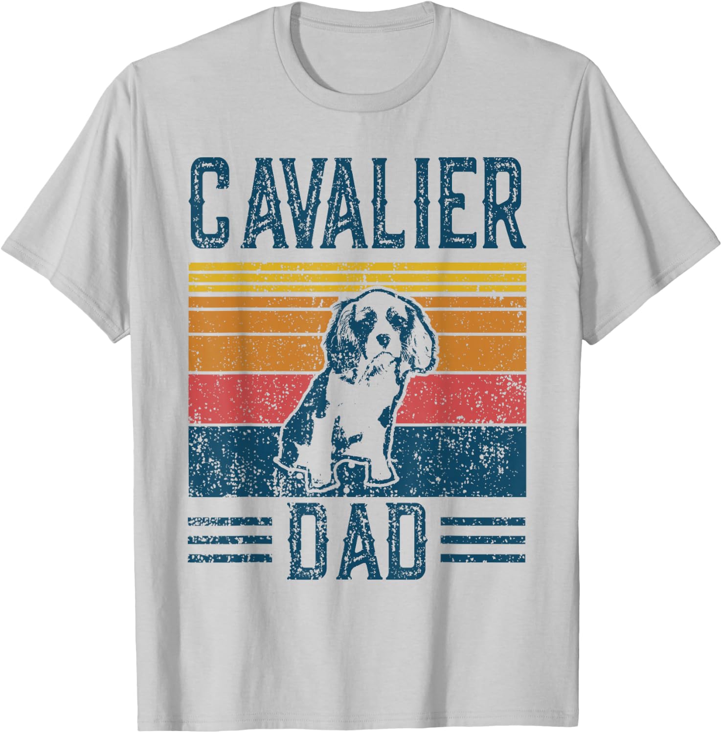 Dog | Cavalier King Charles Spaniel - Vintage Cavalier Dad T-Shirt - T-Shirt | Ash