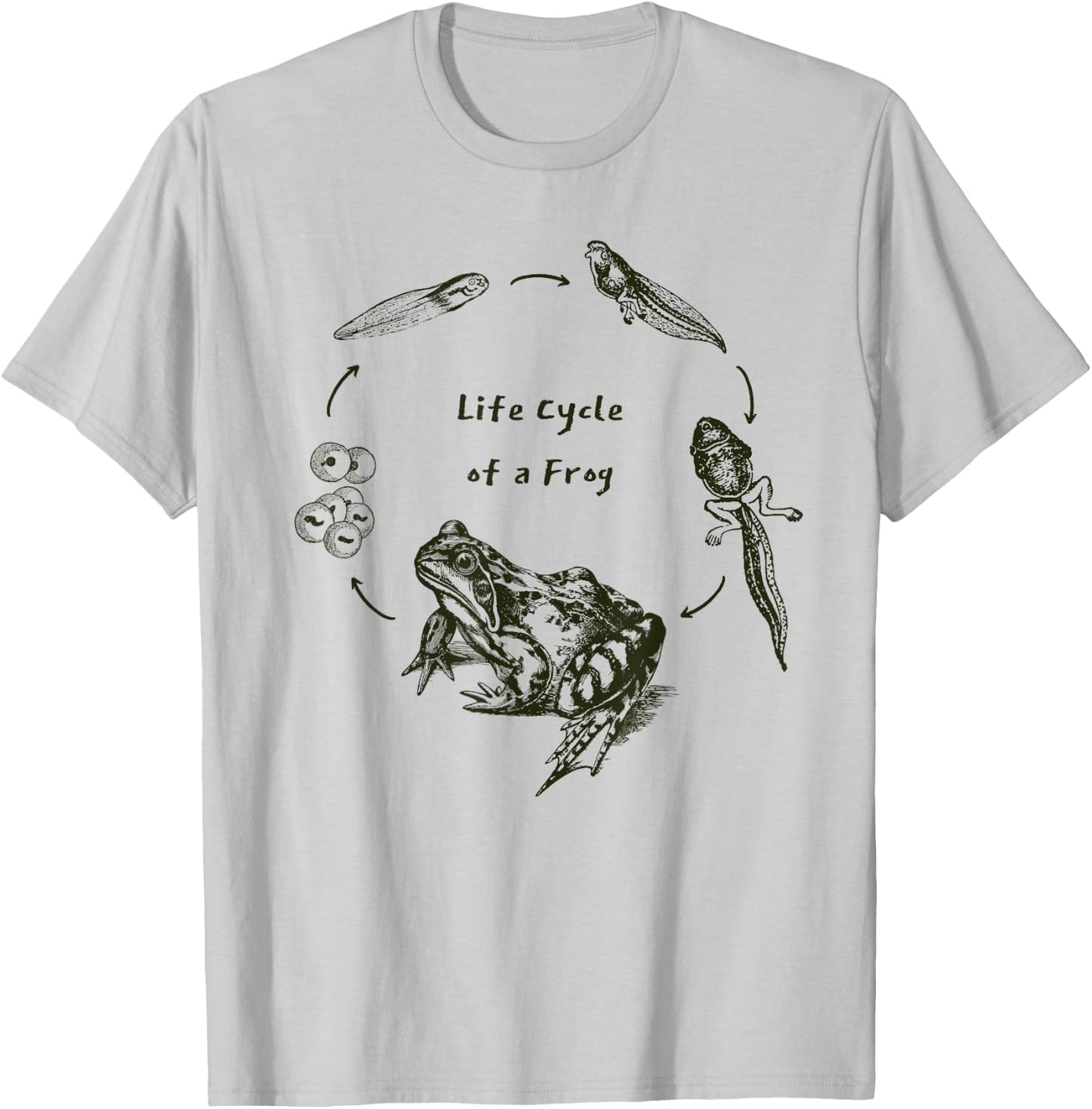Frog Toad Life Cycle Biology Teacher Vintage Science T-Shirt - T-Shirt | Ash