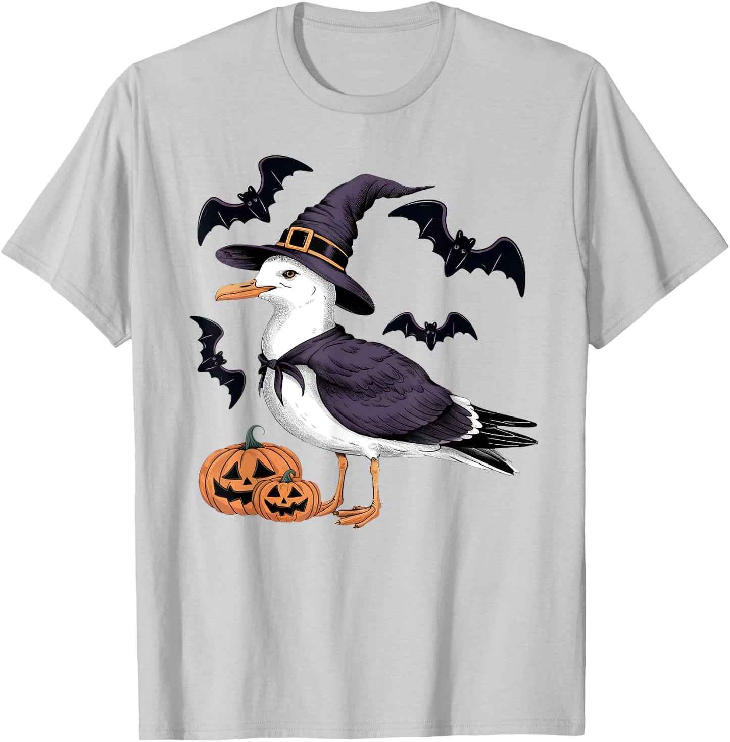 Seagull Bird Halloween Costume Pumpkin Bat Witch T-Shirt - T-Shirt | Ash