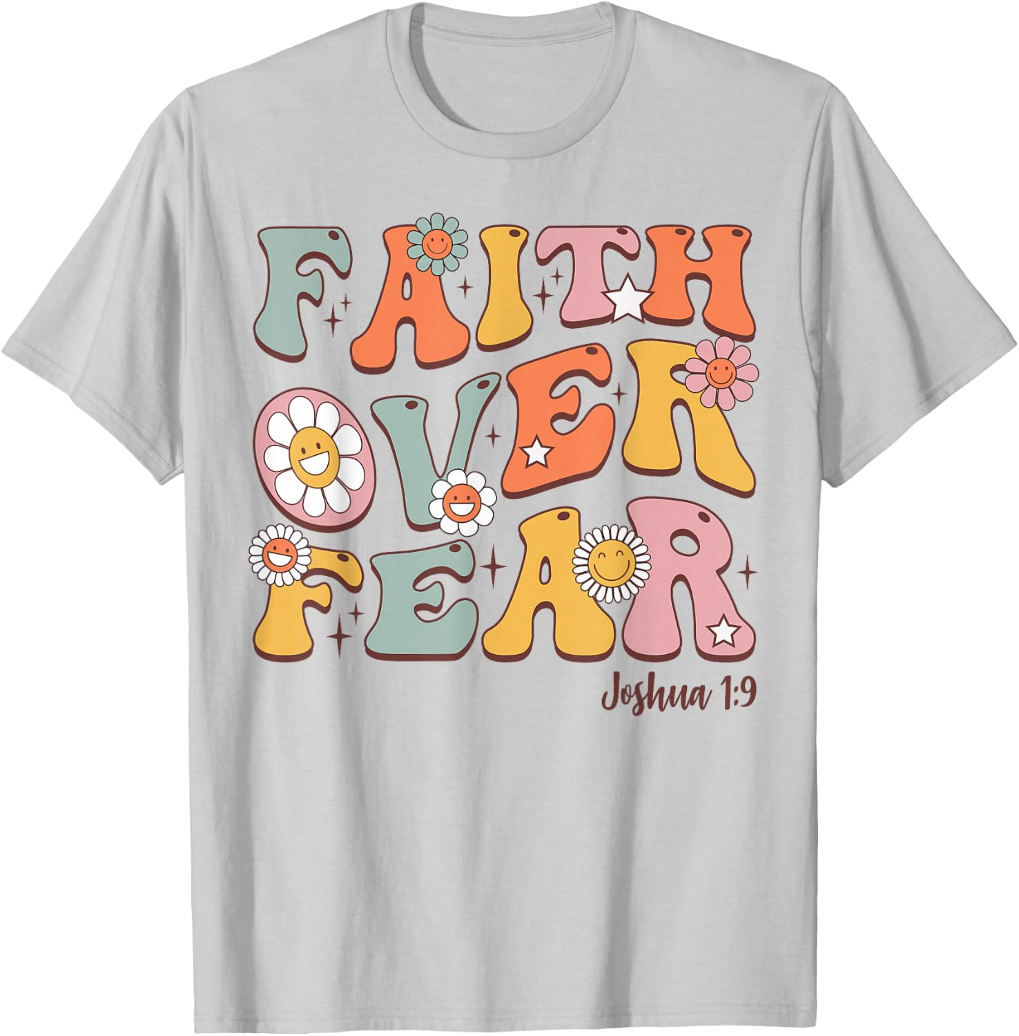 Christian-Shirt Girls Faith Over Fear Cute Jesus Kids Youth T-Shirt - T-Shirt | Ash