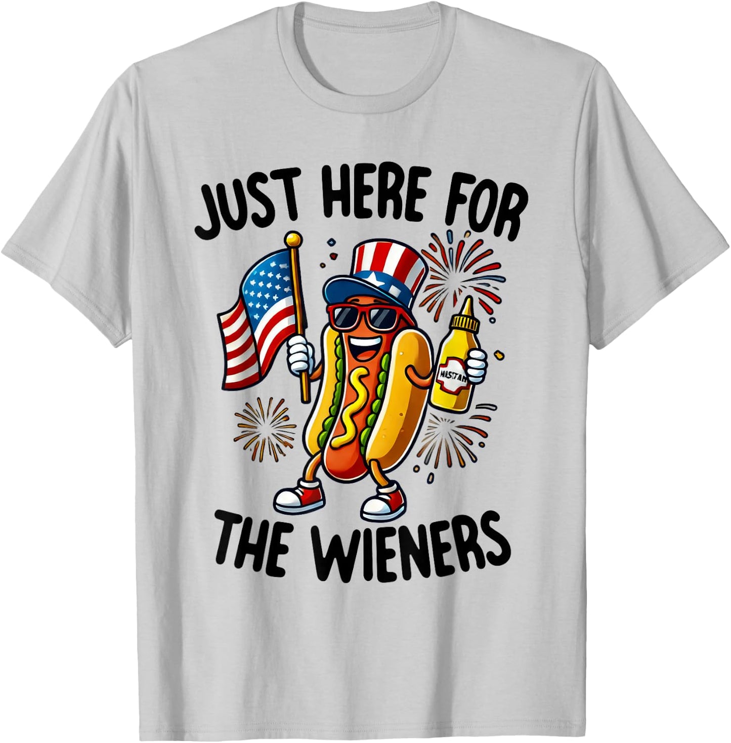 I'm Just Here For The Wieners Hot-Dog Lovers 4Th Of July Women Kids Men T-Shirt - T-Shirt | Ash