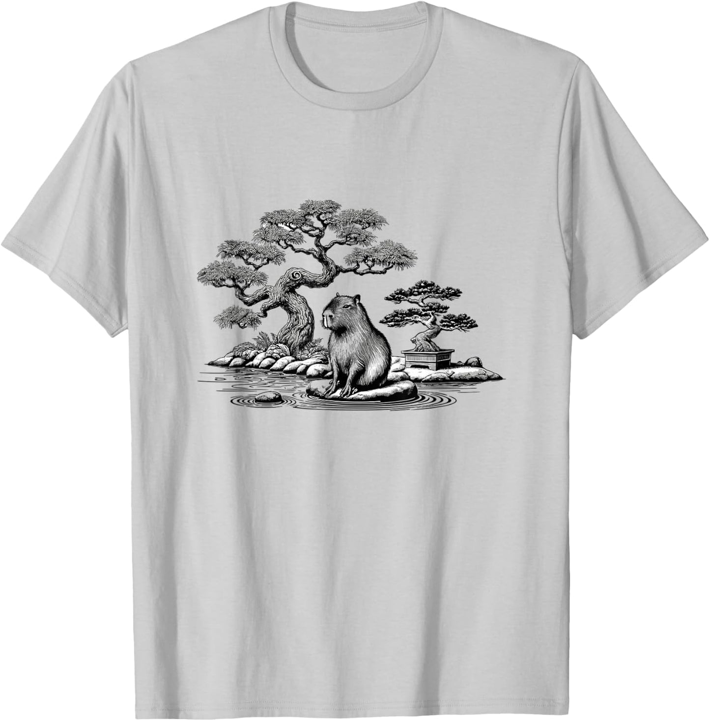 Retro Capybara Japanese Art T-Shirt - T-Shirt | Ash