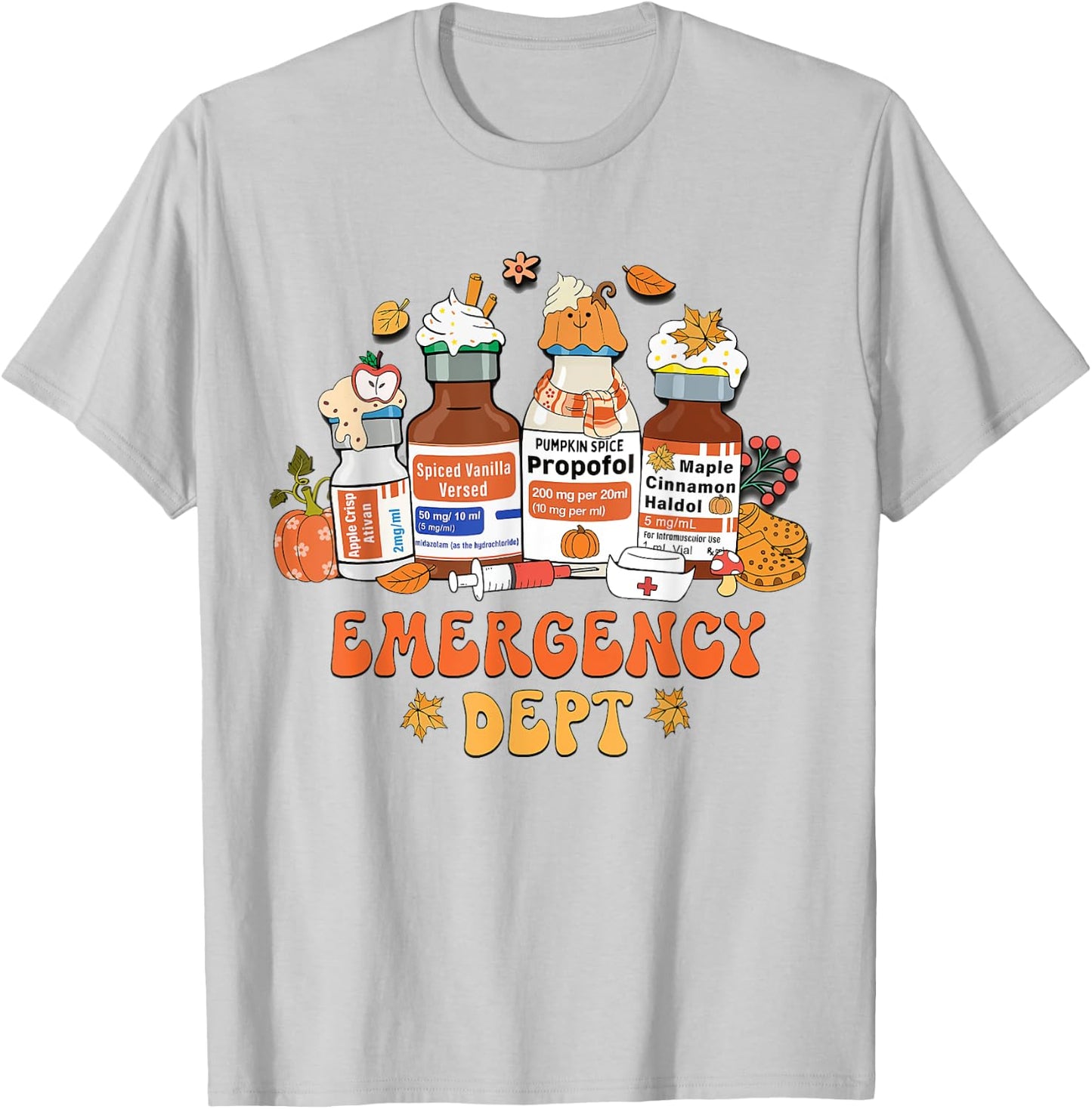 Women Fall Emergency Department Room Thanksgiving Autumn T-Shirt - T-Shirt | Ash