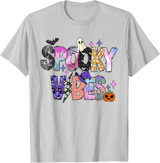Spooky Vibes Halloween Costume Spooky Season Girl Kid T-Shirt - T-Shirt | Ash