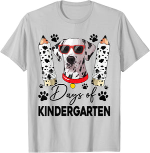 100 Day Of Kindergarten 100 Days Smarter Kids Dalmatian Dog T-Shirt - T-Shirt | Ash