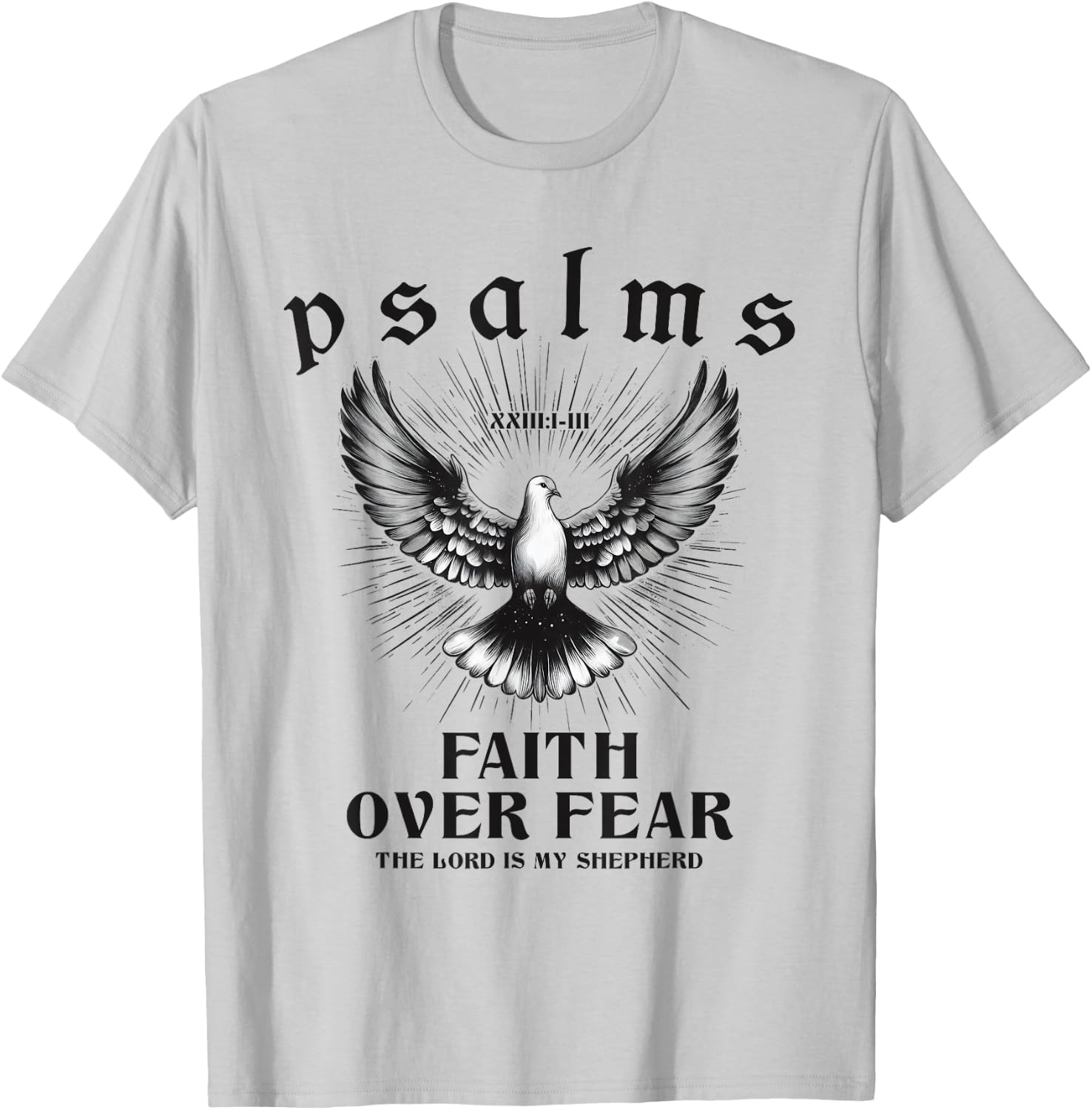 Retro Faith Over Fear Bible Verse Aesthetic Christian Dove T-Shirt - T-Shirt | Ash