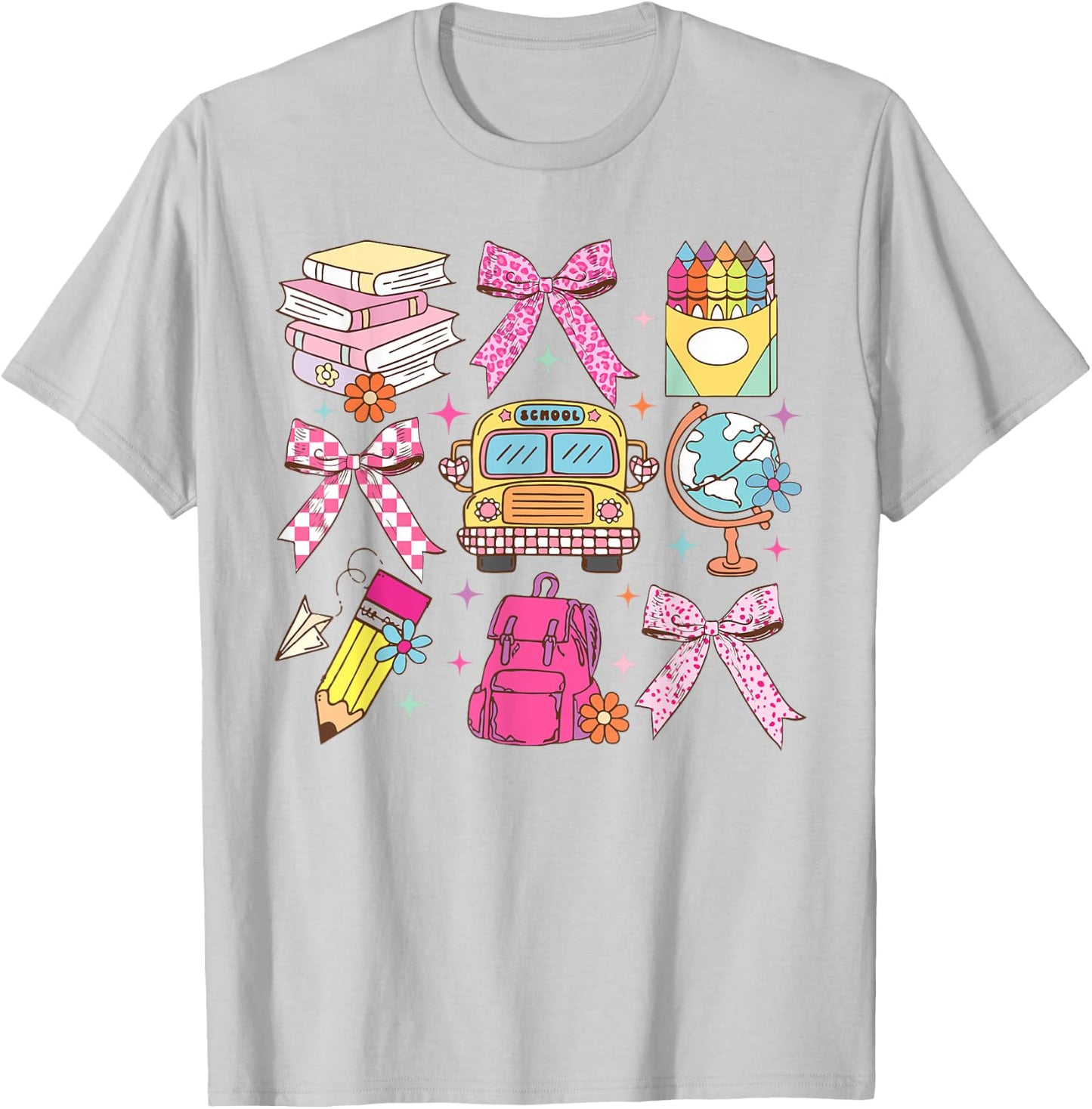 Coquette Bow Teacher Back To School Teacher Life Student Kid T-Shirt - T-Shirt | Ash