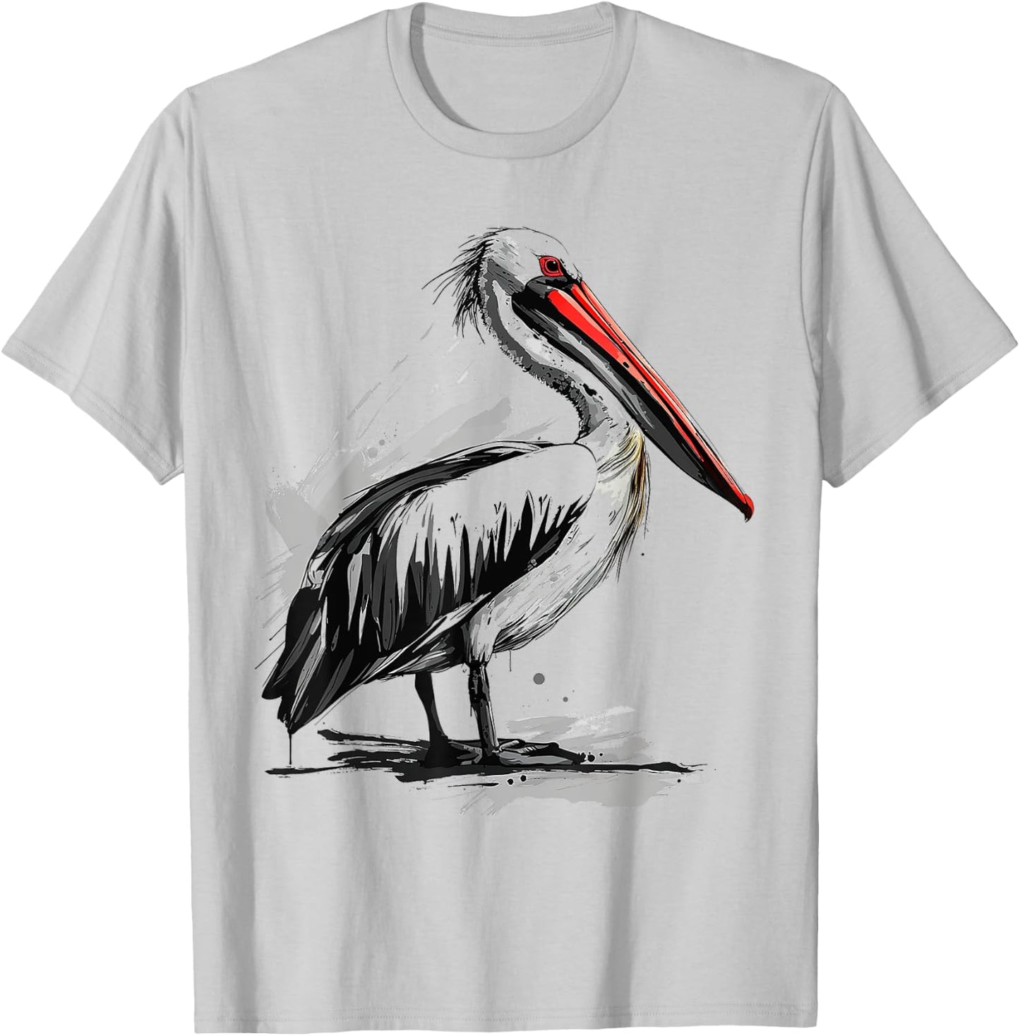 Pelican Animal Print Graphic Drawing Portrait Pelican T-Shirt - T-Shirt | Ash