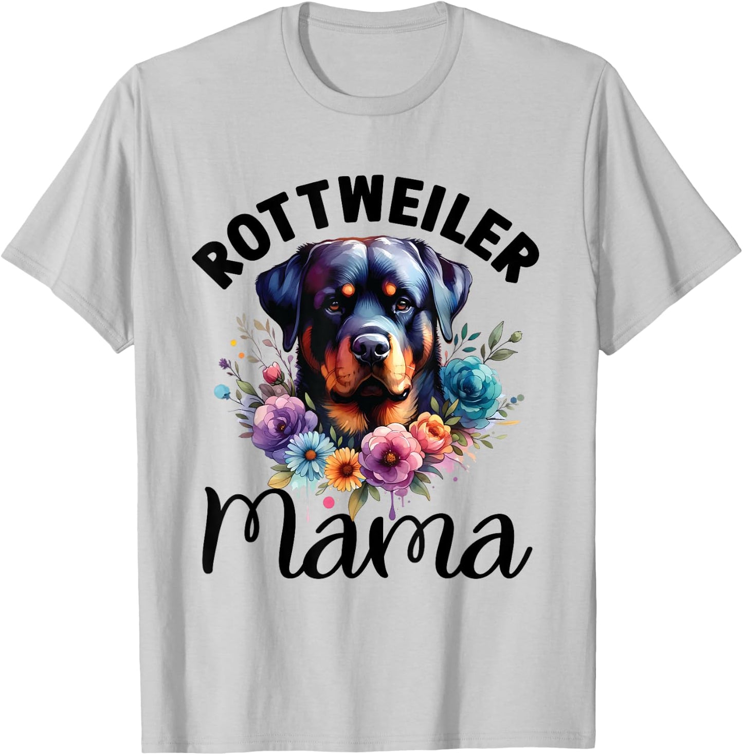 Floral Rottweiler Mom Dog Lovers Rottie Mama Mother's Day Men Women Kids T-Shirt - T-Shirt | Ash