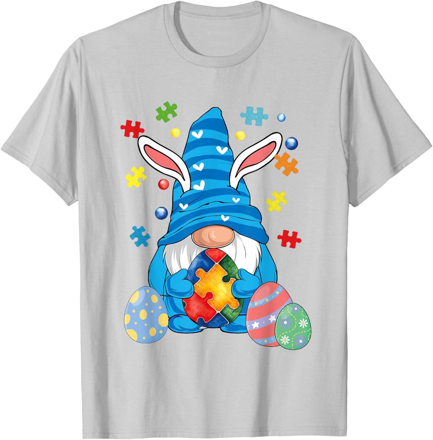 Autism Easter Gnome Autism Awareness Easter Day Gnomes Egg T-Shirt - T-Shirt | Ash