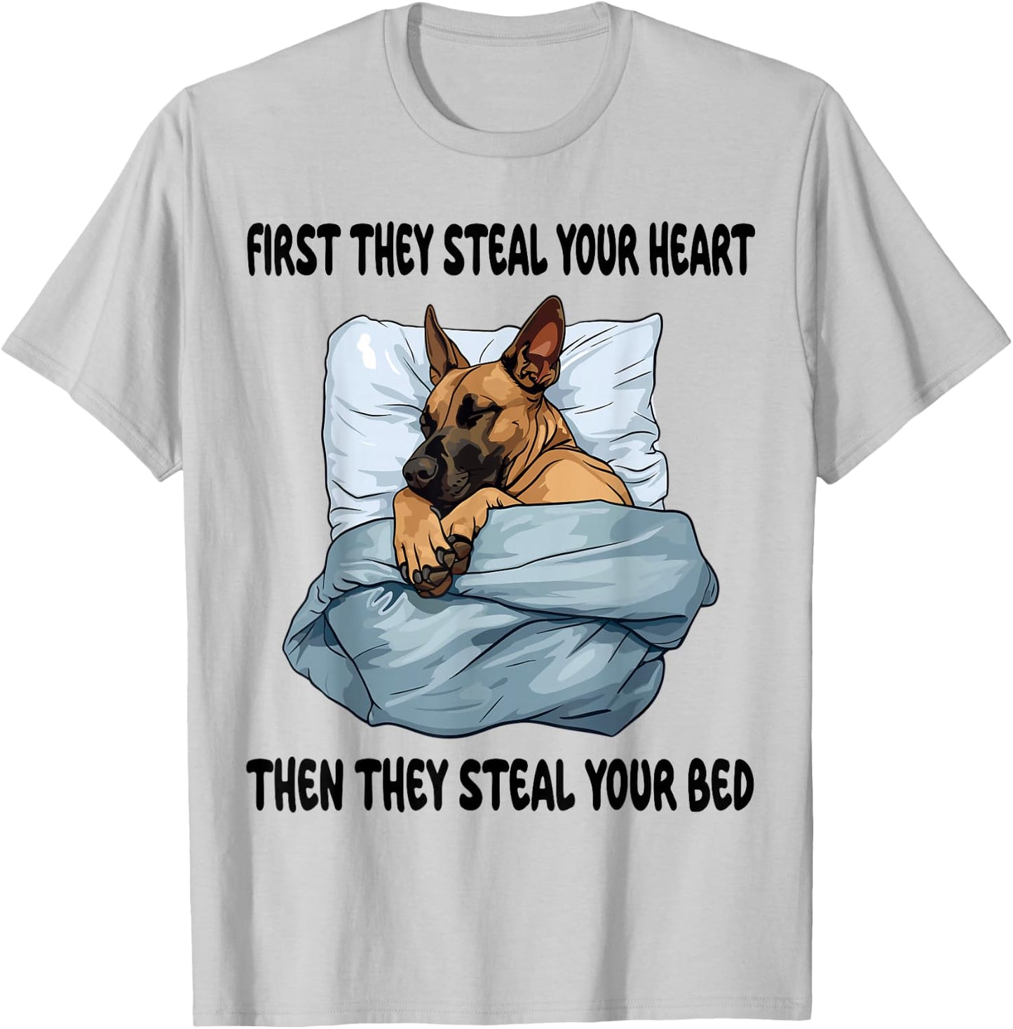 Belgian Malinois Sleeping Pajamas Nightgown T-Shirt - T-Shirt | Ash
