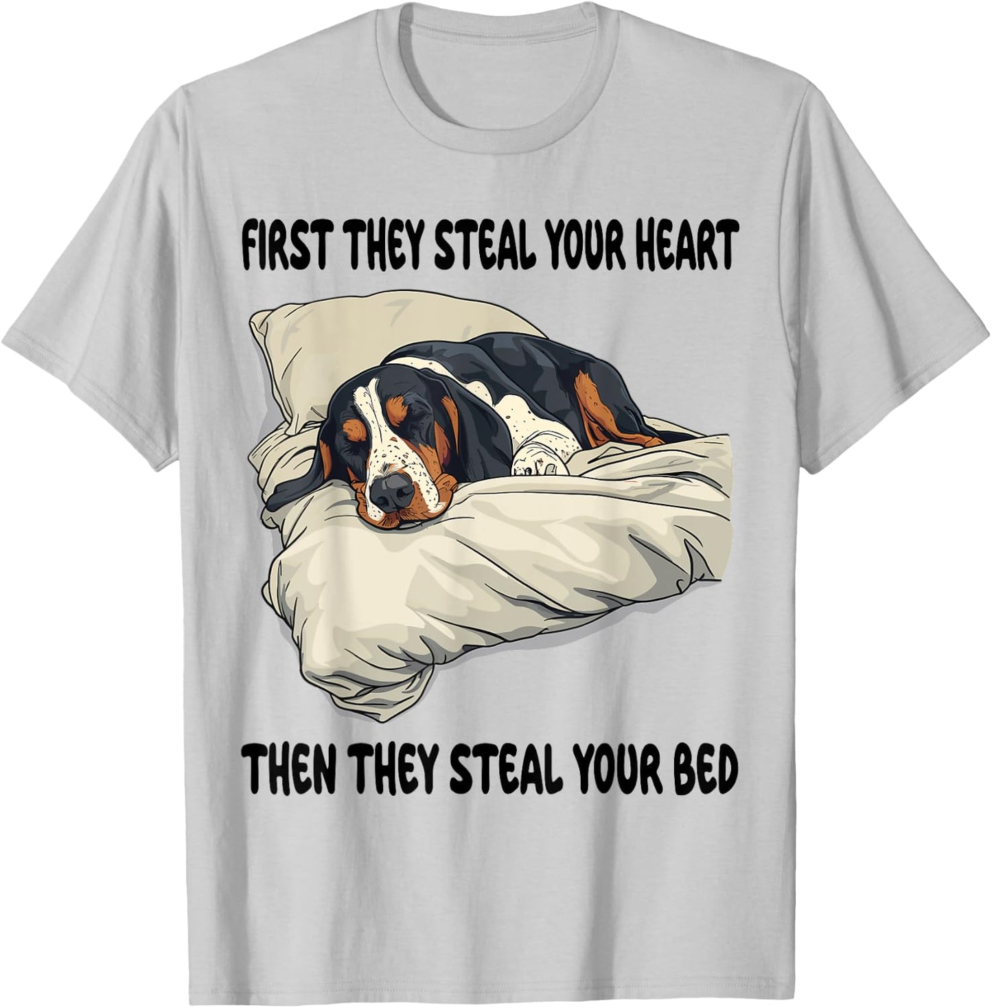 Bluetick Coonhound Sleeping Pajamas Nightgown T-Shirt - T-Shirt | Ash