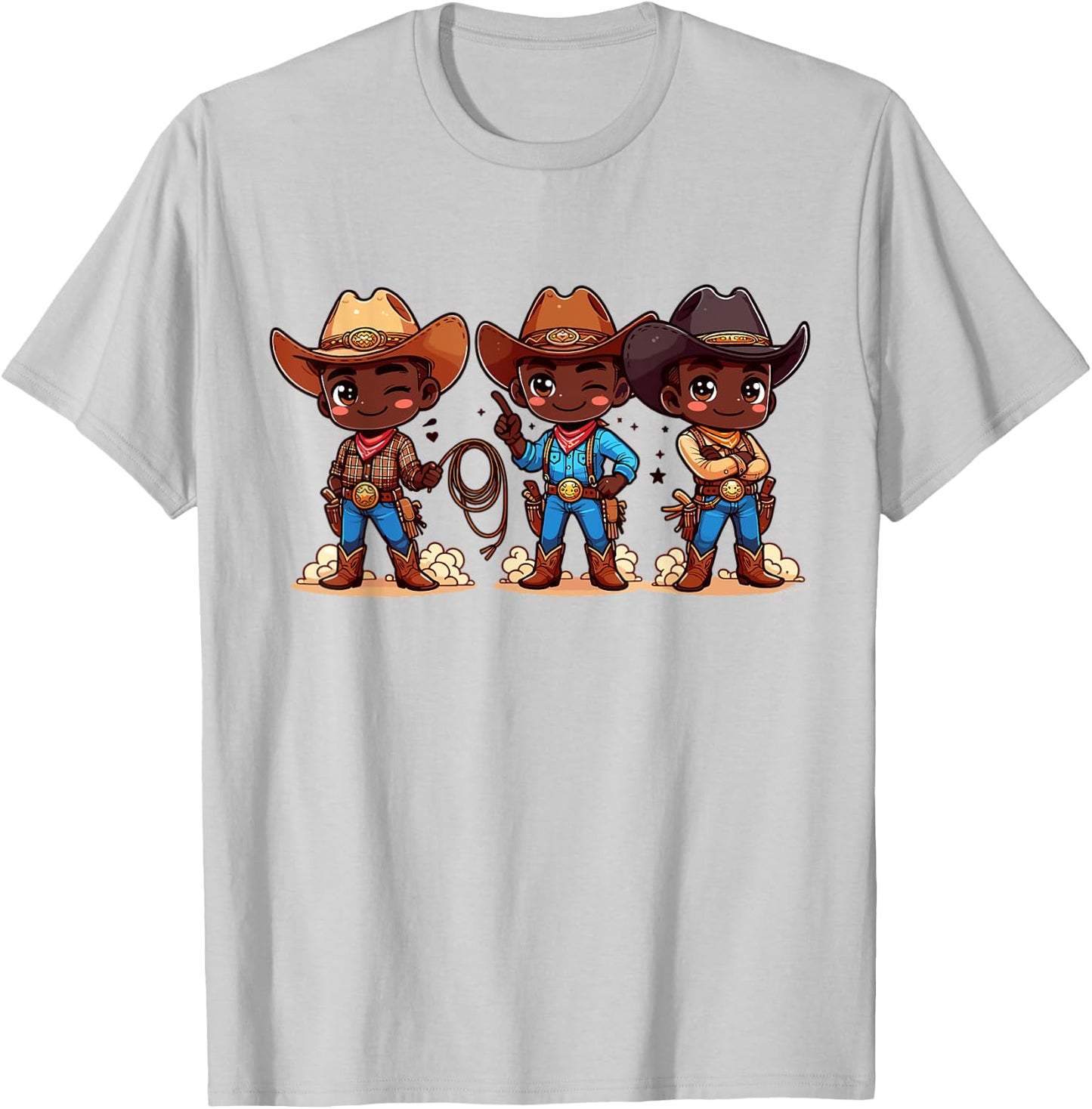 Black Cowboy Western Rodeo Melanin Black History Texas Kids T-Shirt - T-Shirt | Ash