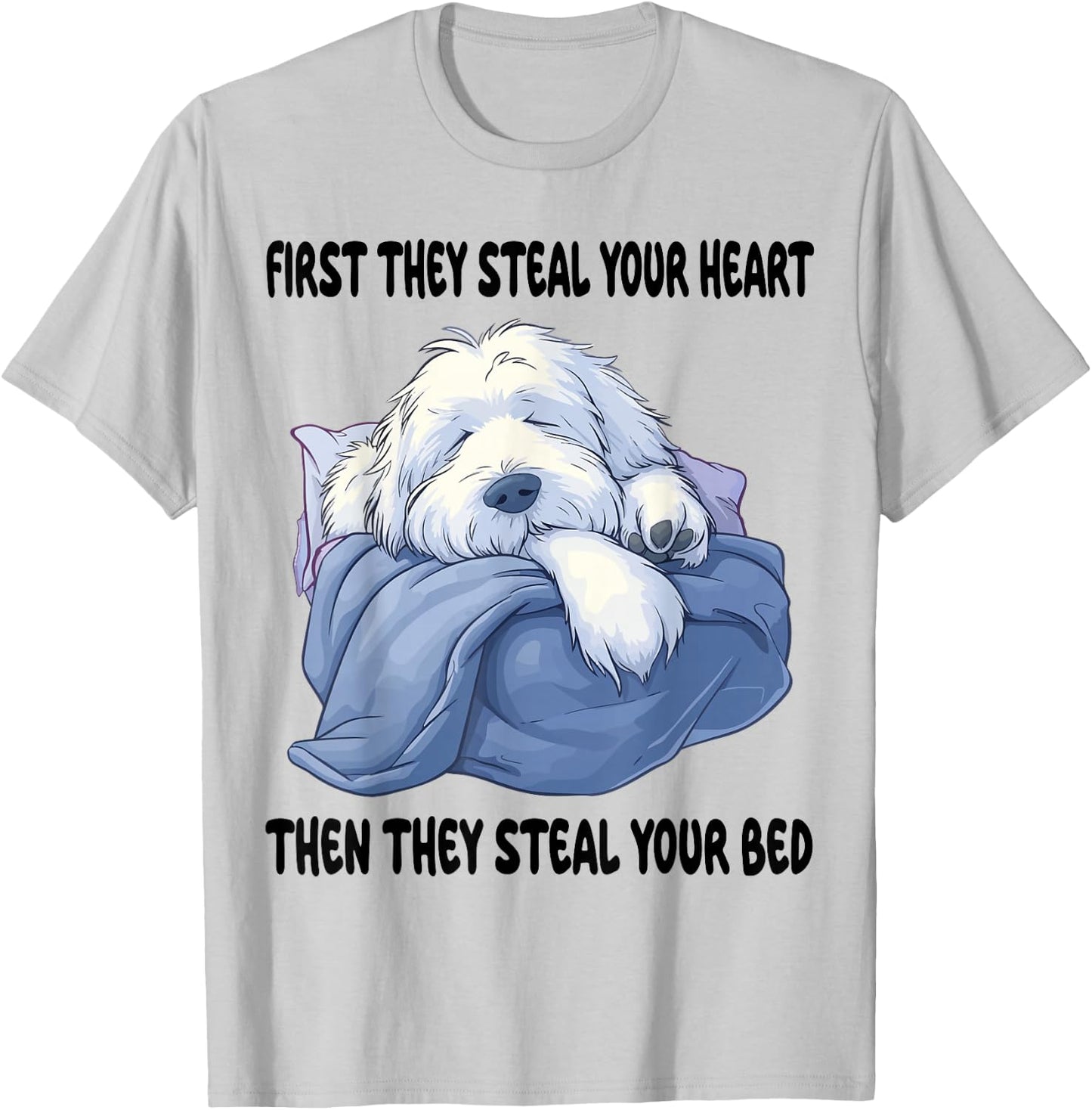 Old English Sheepdog Sleeping Pajamas Nightgown T-Shirt - T-Shirt | Ash