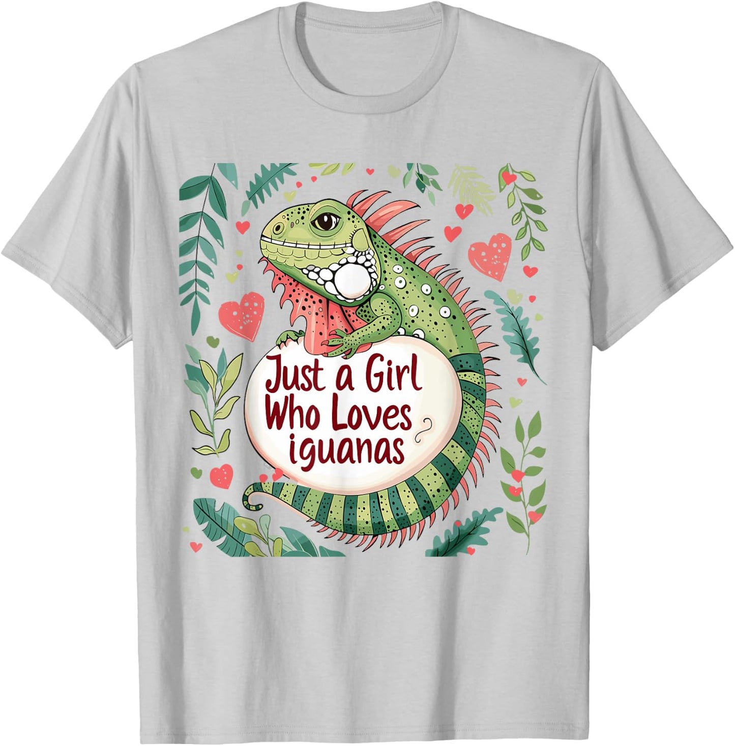 Funny Iguana Lovers Women Gift Just A Girl Who Loves Iguanas T-Shirt - T-Shirt | Ash
