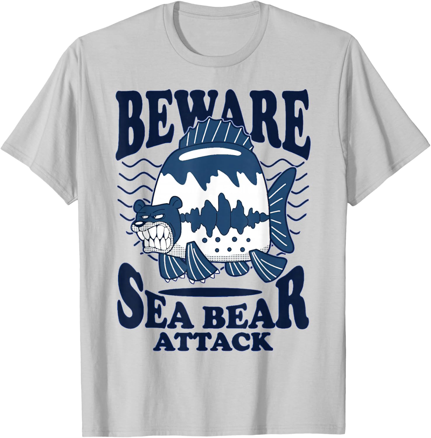 Beware Sea Bear Attack T-Shirt - T-Shirt | Ash