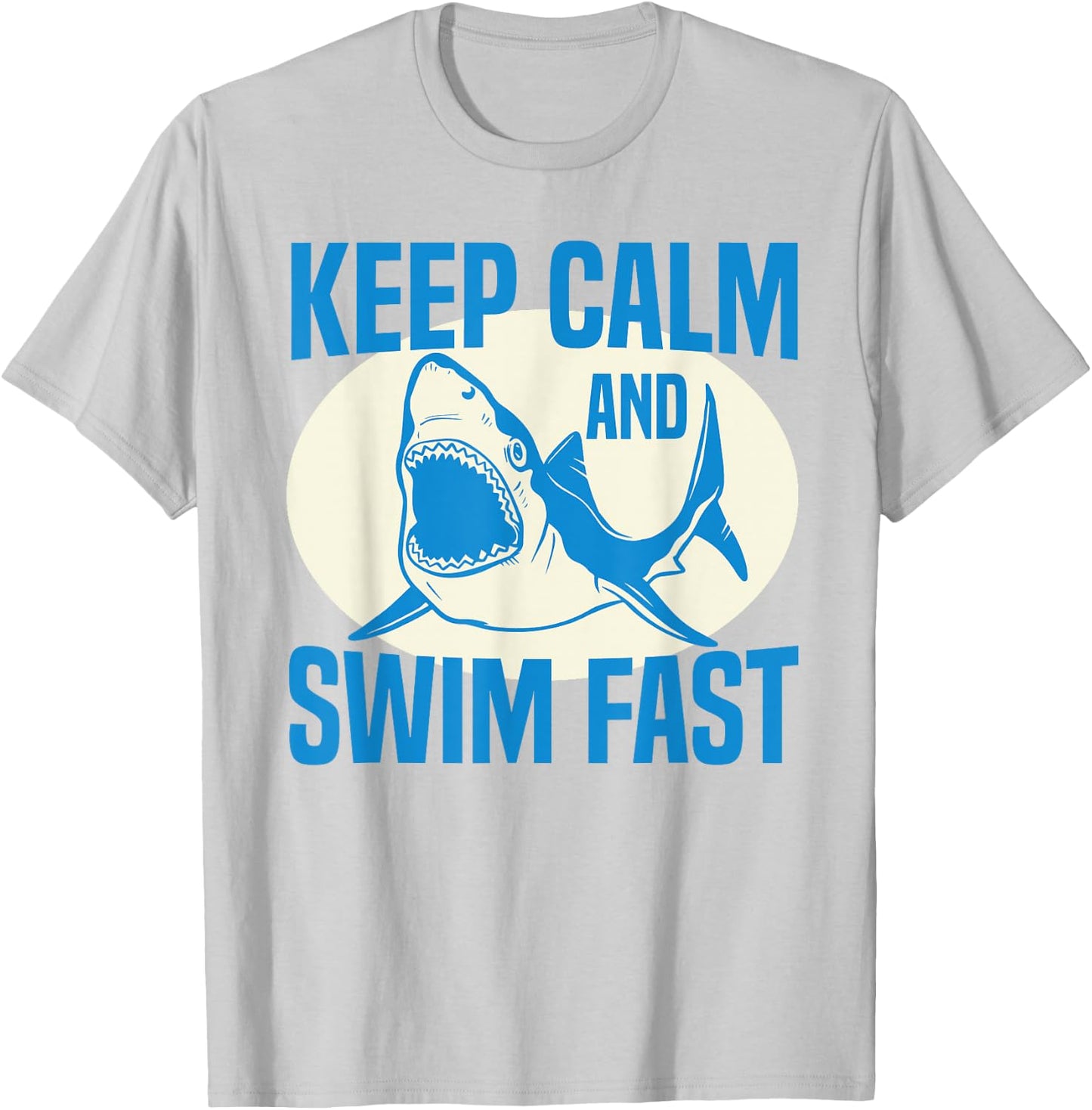 Keep Calm and Swim Fast funny swimming swimmer shark T-Shirt - T-Shirt | Ash